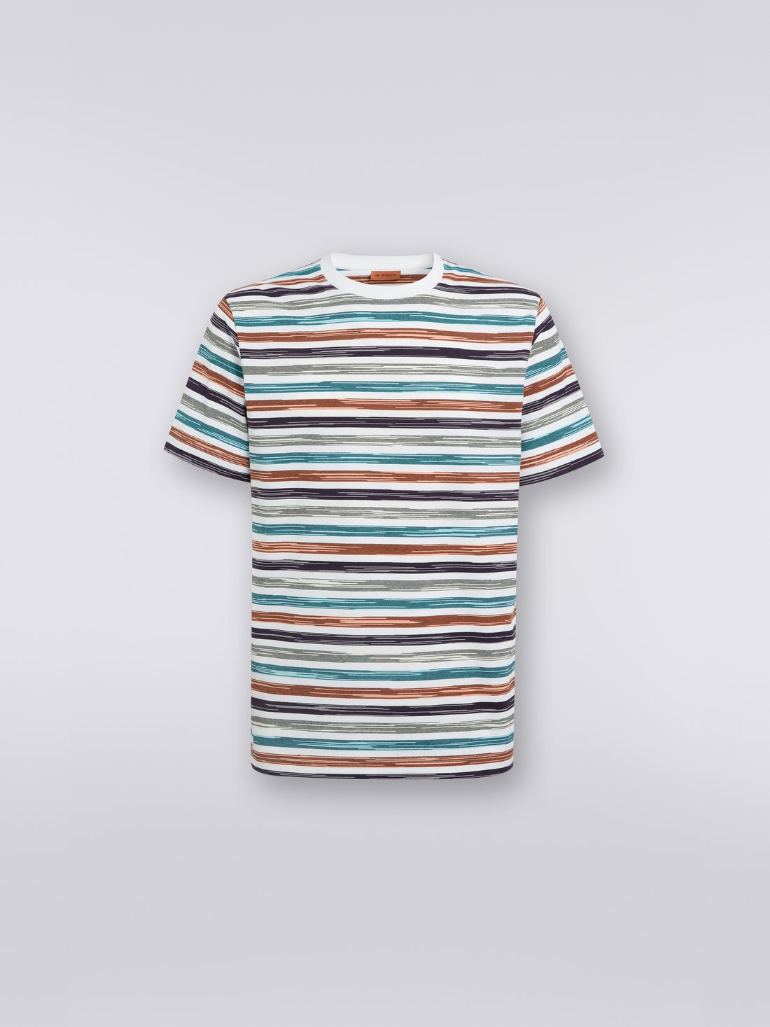 T-shirt girocollo in jersey di cotone fiammato, Multicolore - US23SL1HBJ00FMS0185 - 0