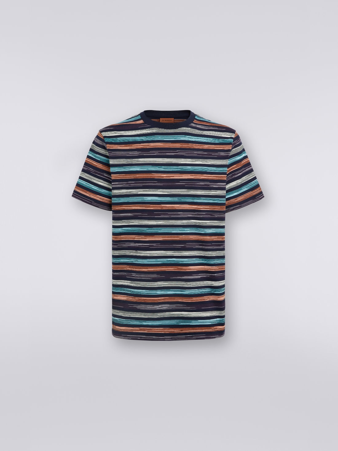 Slub cotton jersey crew-neck T-shirt, Multicoloured - 0