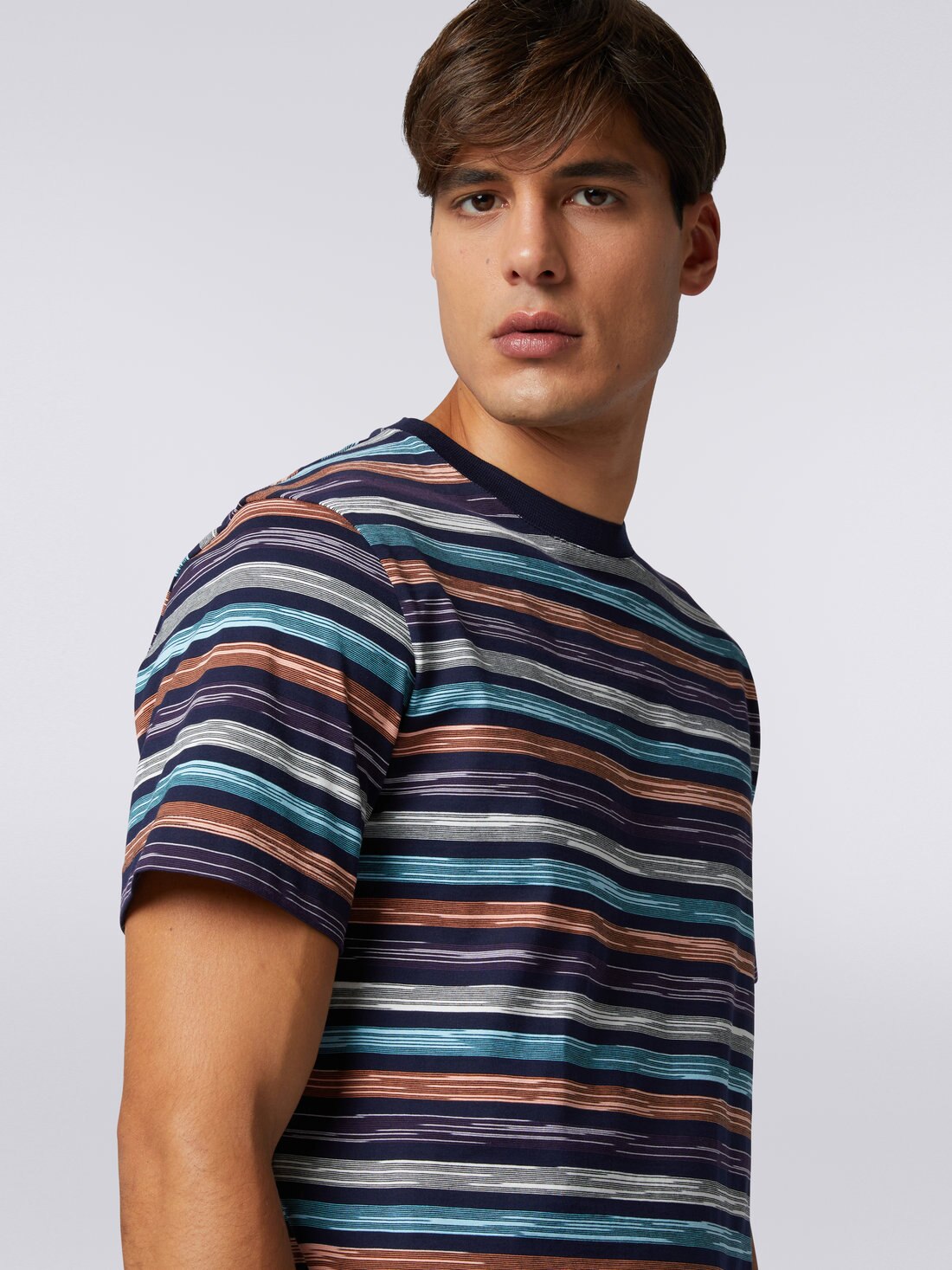 Slub cotton jersey crew-neck T-shirt, Multicoloured - US23SL1HBJ00FMS72AP - 4