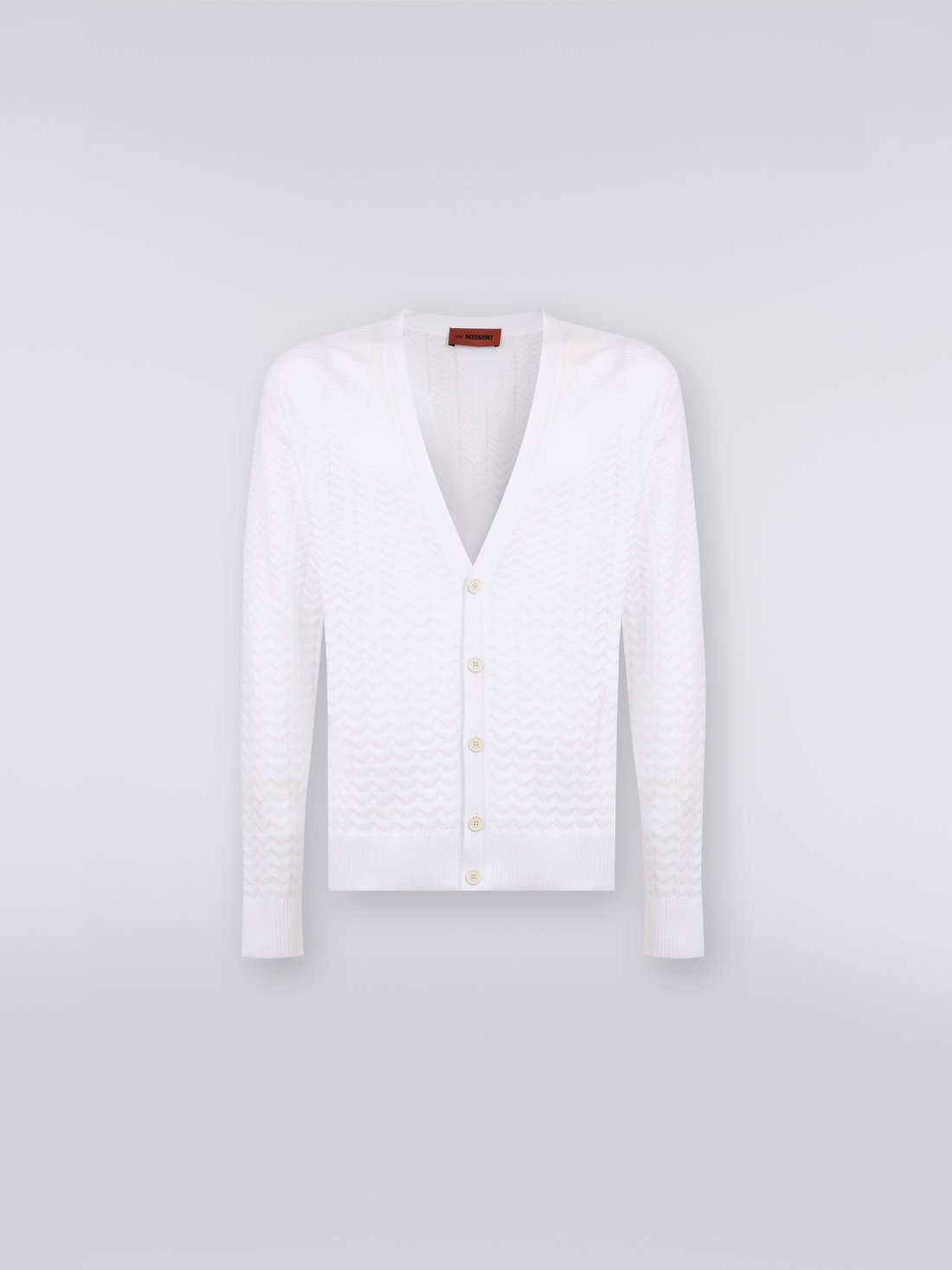 Cardigan en coton avec écussons multicolores, Blanc  - US23SM0RBK021TS0177 - 0