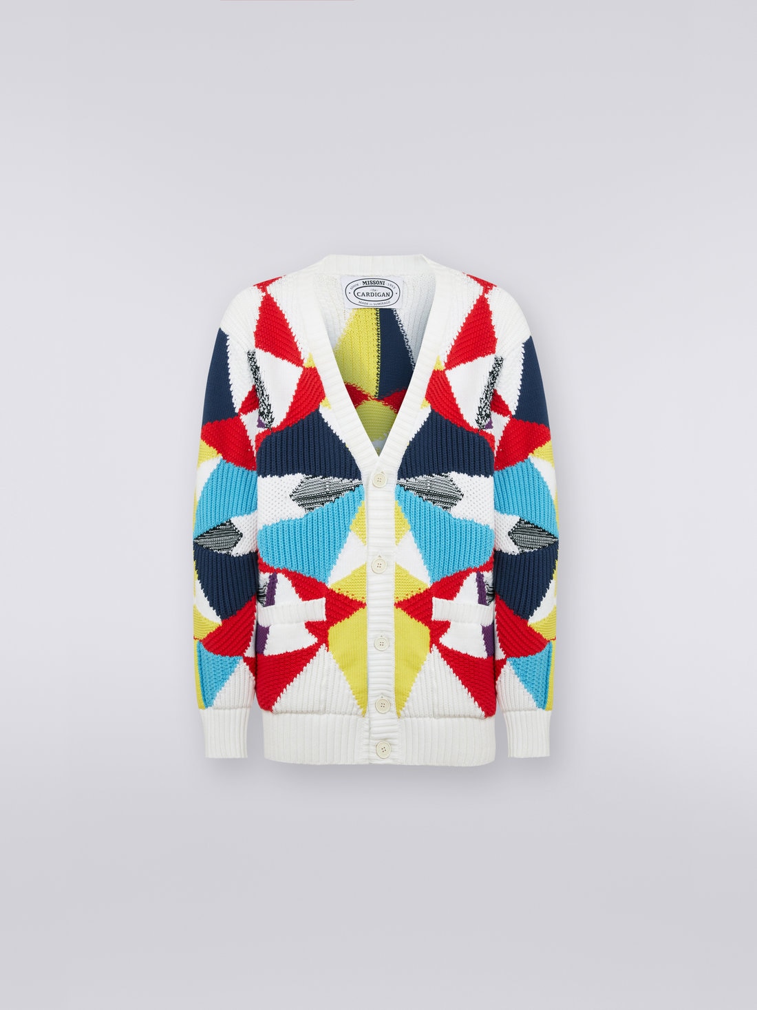 Cardigan en coton mélangé avec ornements multi-points, Multicolore  - US23SM0SBK022WSM8MX - 0