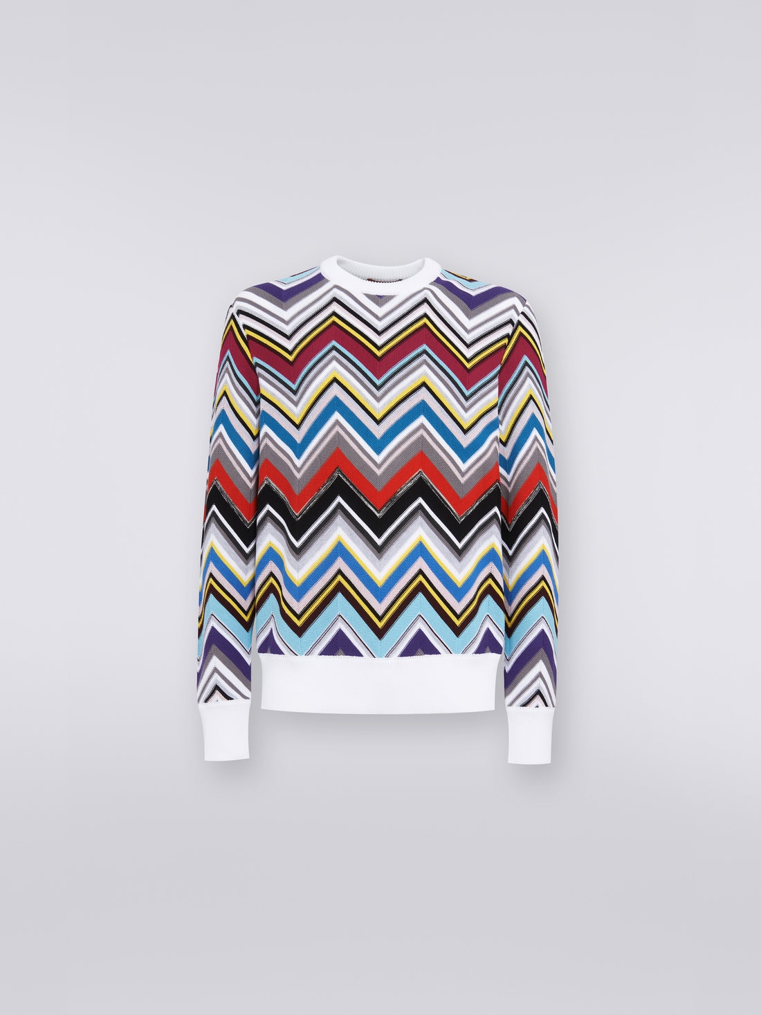 Wool and viscose blend crew-neck pullover with plain trim, Multicoloured - US23SN0NBC002XSM8MK - 0