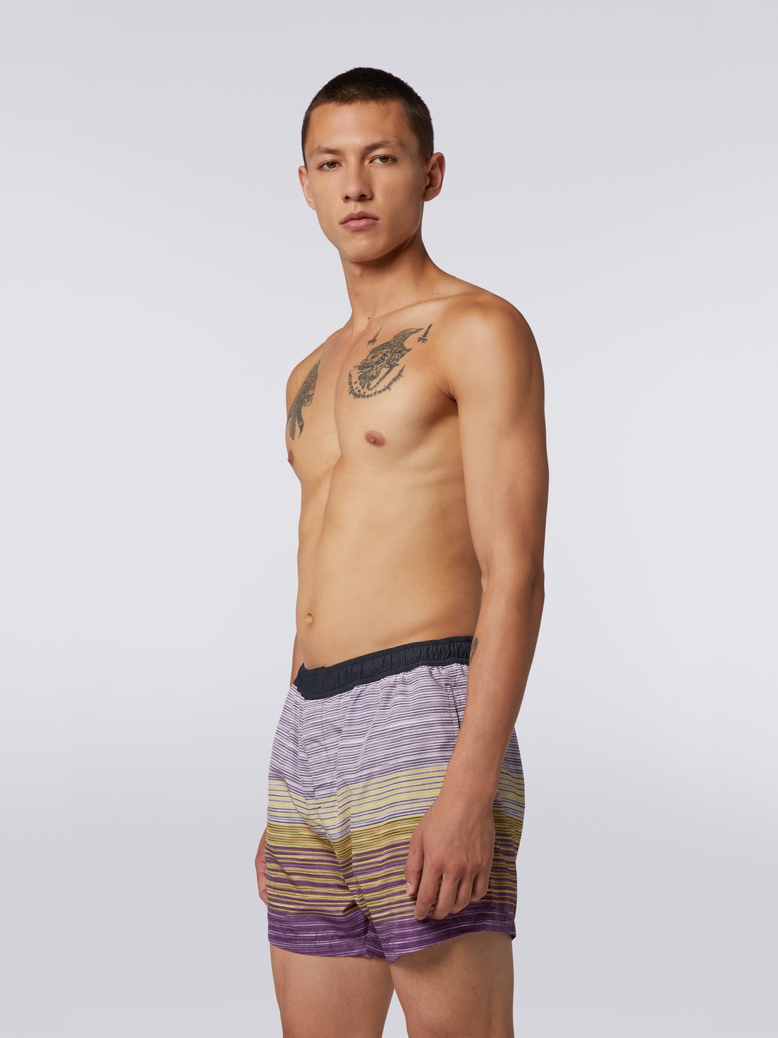 Nylon-blend swimming trunks in slub print, Multicoloured - 2