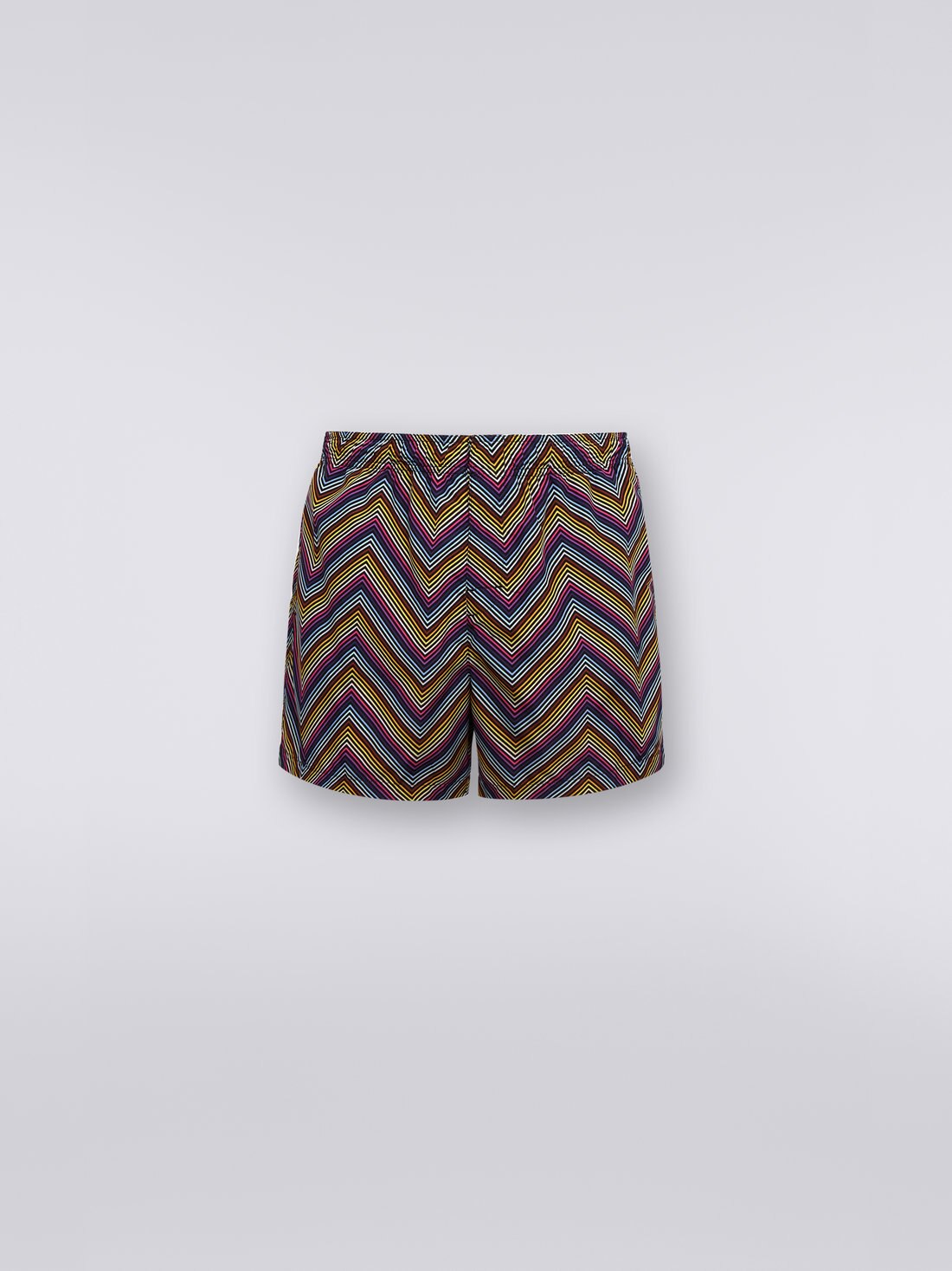 Nylon blend swimming trunks with zigzag print, Multicoloured - 0