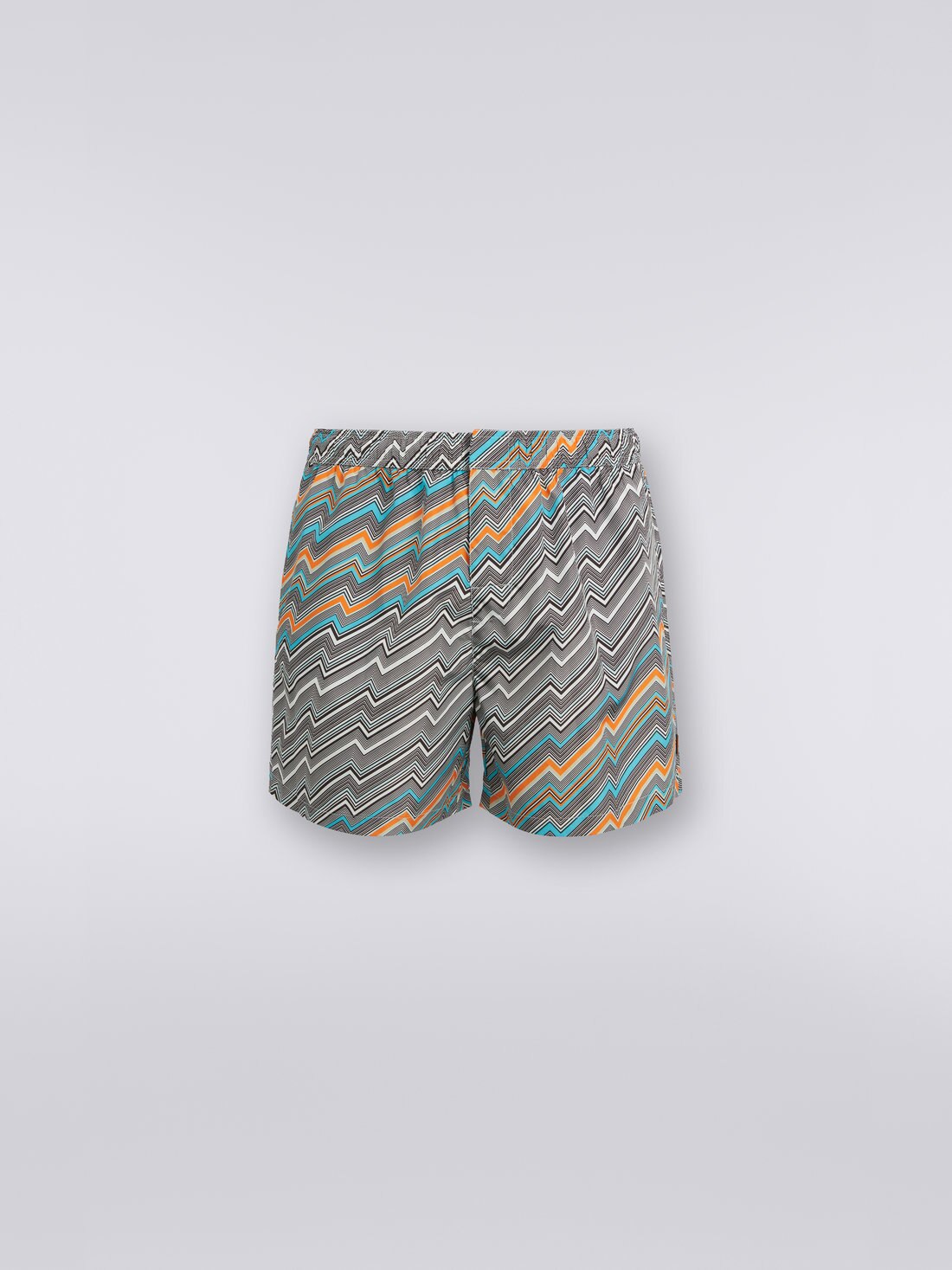 Technical fabric swimming trunks with zigzag print, Multicoloured - US23SP04BW00NBSM8RO - 0