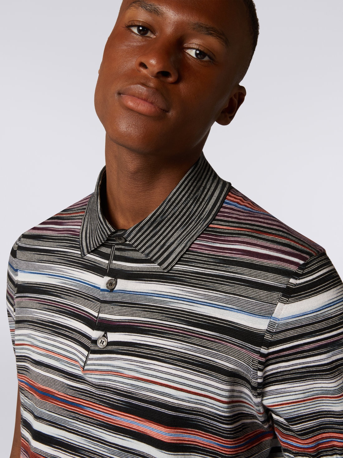 Short-sleeved polo shirt in slub cotton , Multicoloured  - US23W201BK012QSM8YS - 4
