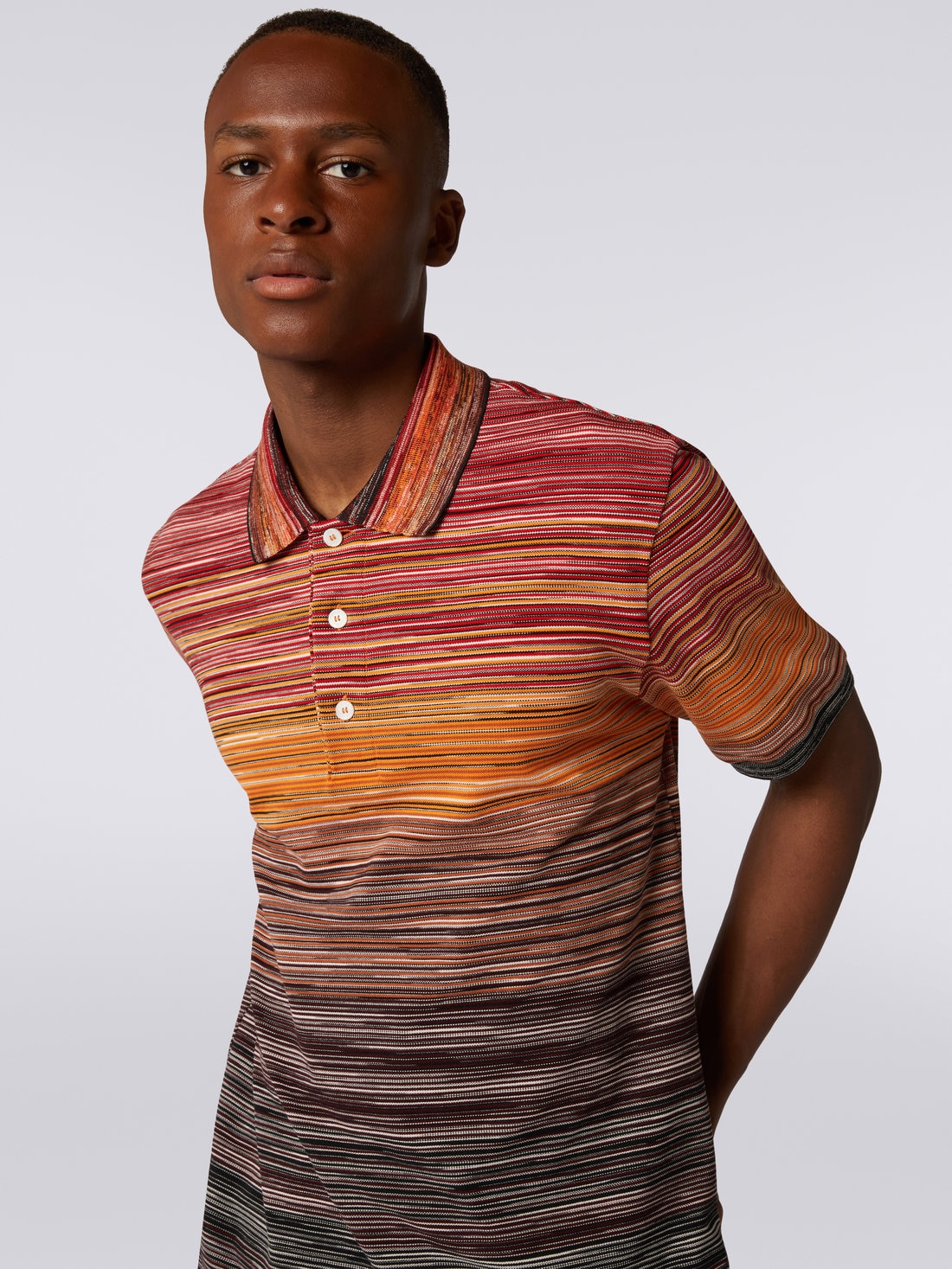 Short-sleeved polo shirt in slub cotton piqué, Multicoloured  - US23W205BJ0014SM8Z1 - 4