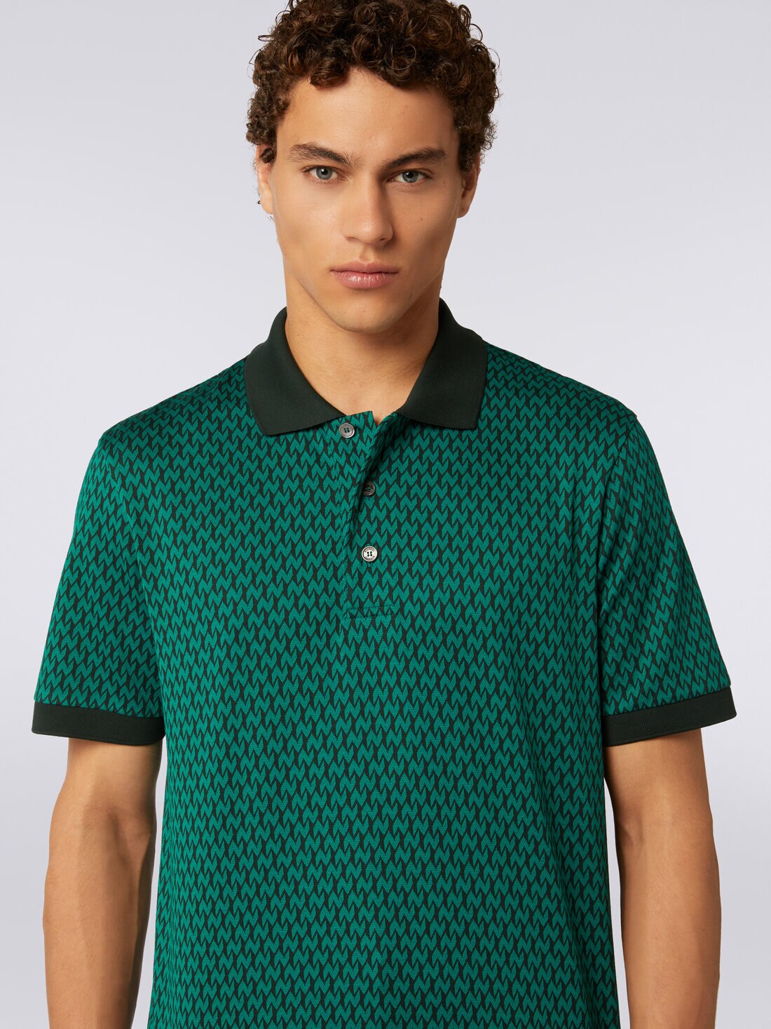 Polo de manga corta de algodón , Verde  - US23W20BBJ00HMS6120 - 4