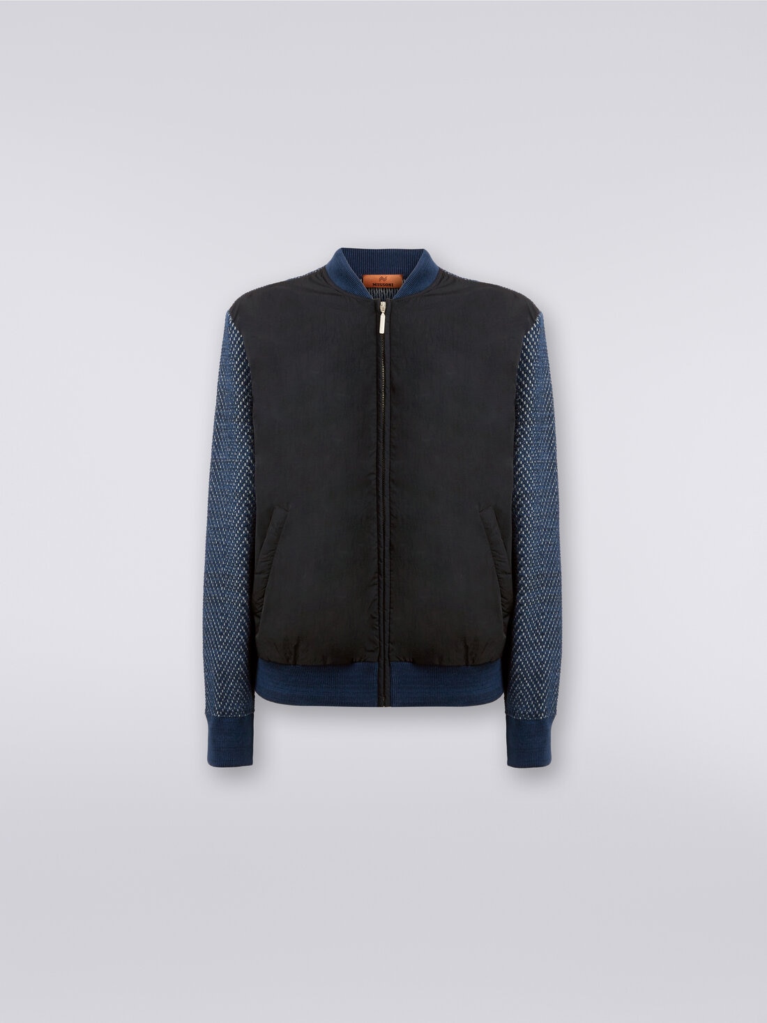 Cotton and nylon blend bomber jacket, Blue & Grey  - US23WC0ZBK030SSM96A - 0