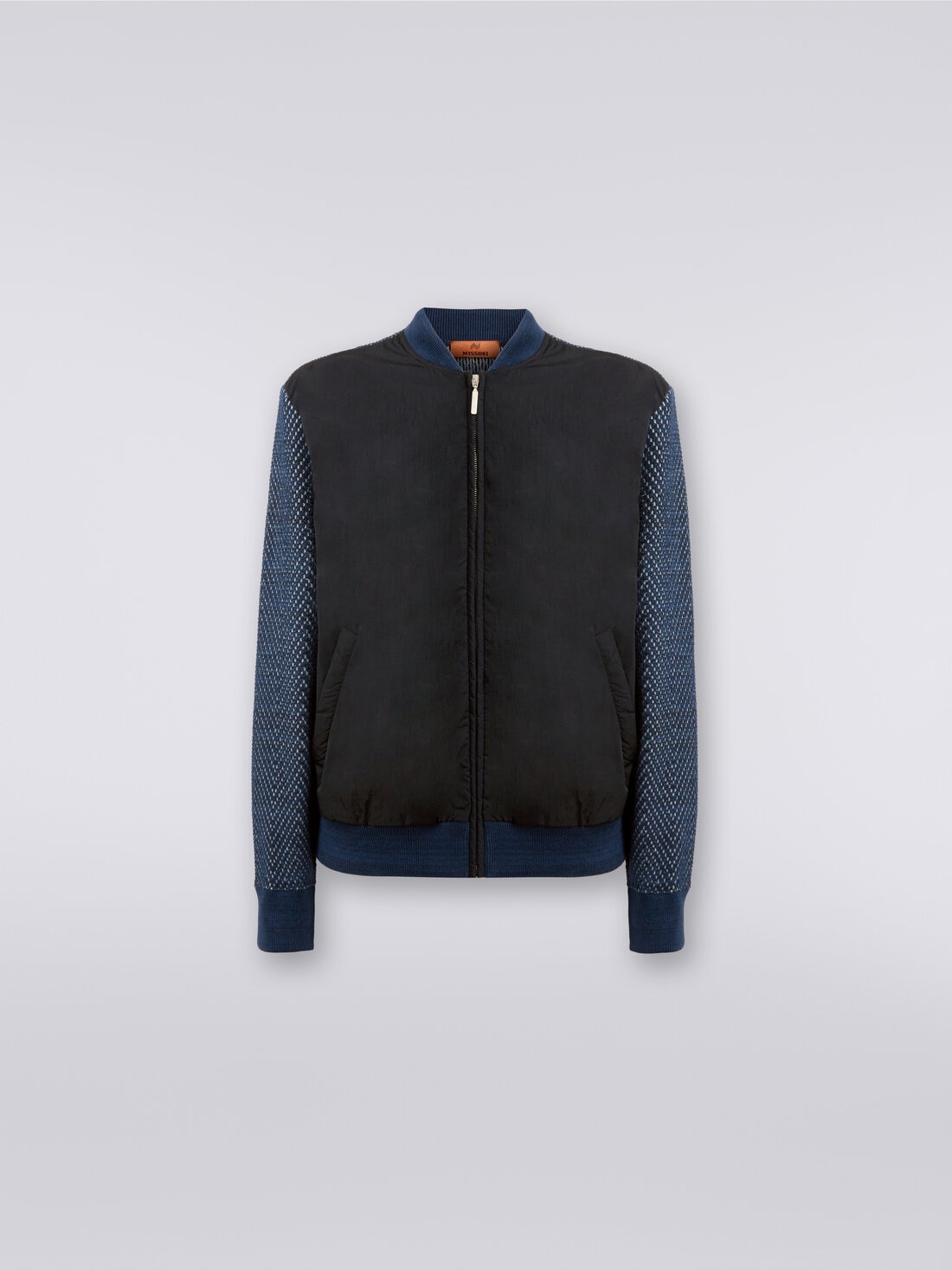 Bomber en coton mélangé et nylon, Bleu & Gris  - US23WC0ZBK030SSM96A - 0