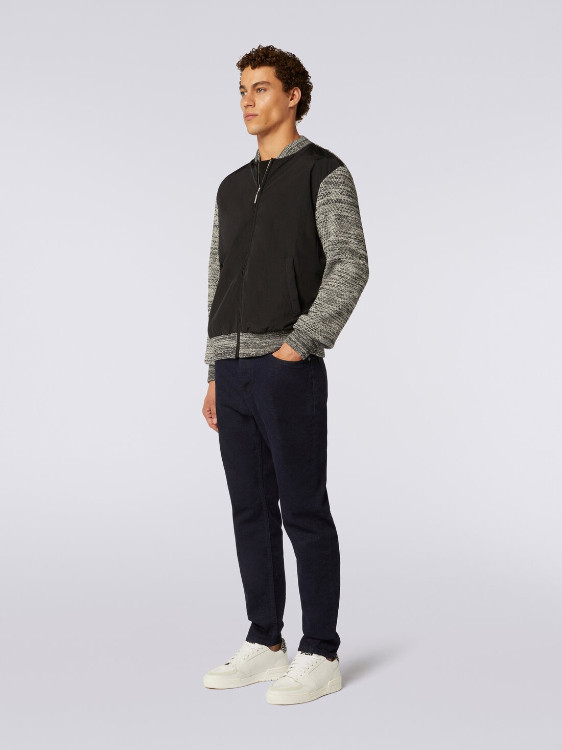 Bomber en coton mélangé et nylon, Gris - US23WC0ZBK030SSM96F - 2