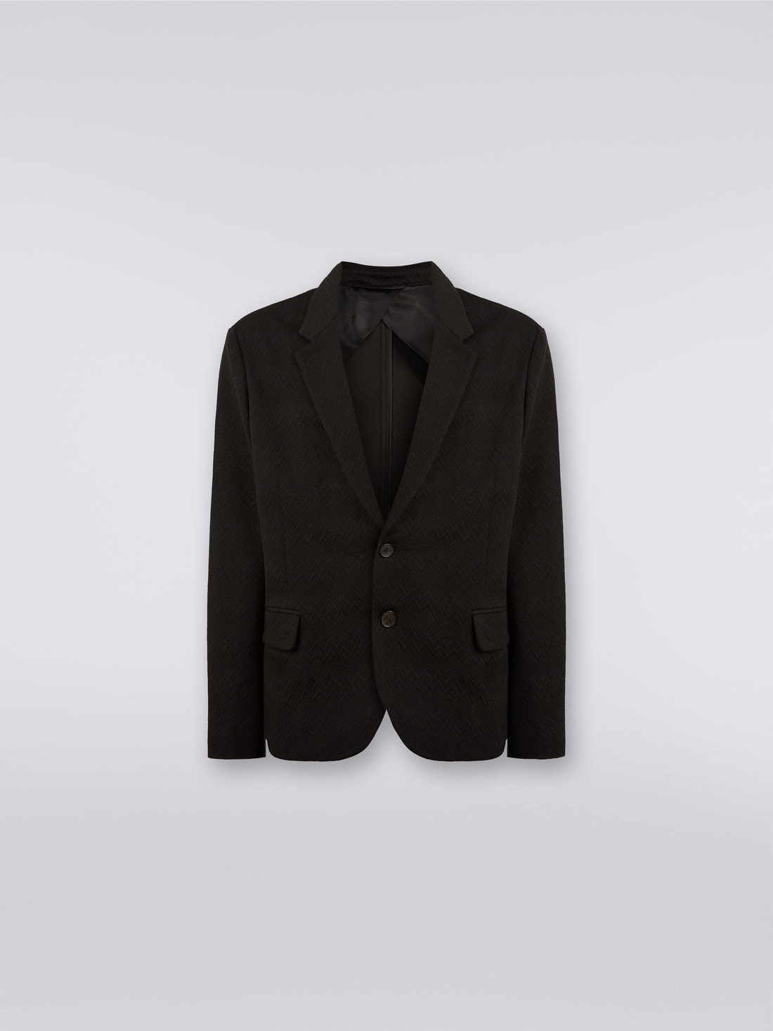 Wool blend jacket with chevron pattern, Black    - US23WF05BT005U93911 - 0