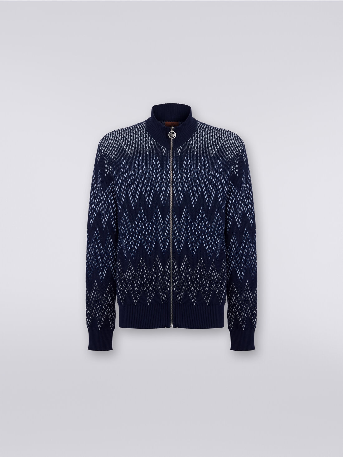 Cotton chevron jacket with zip , White & Blue - US23WF06BK035KS72FI - 0