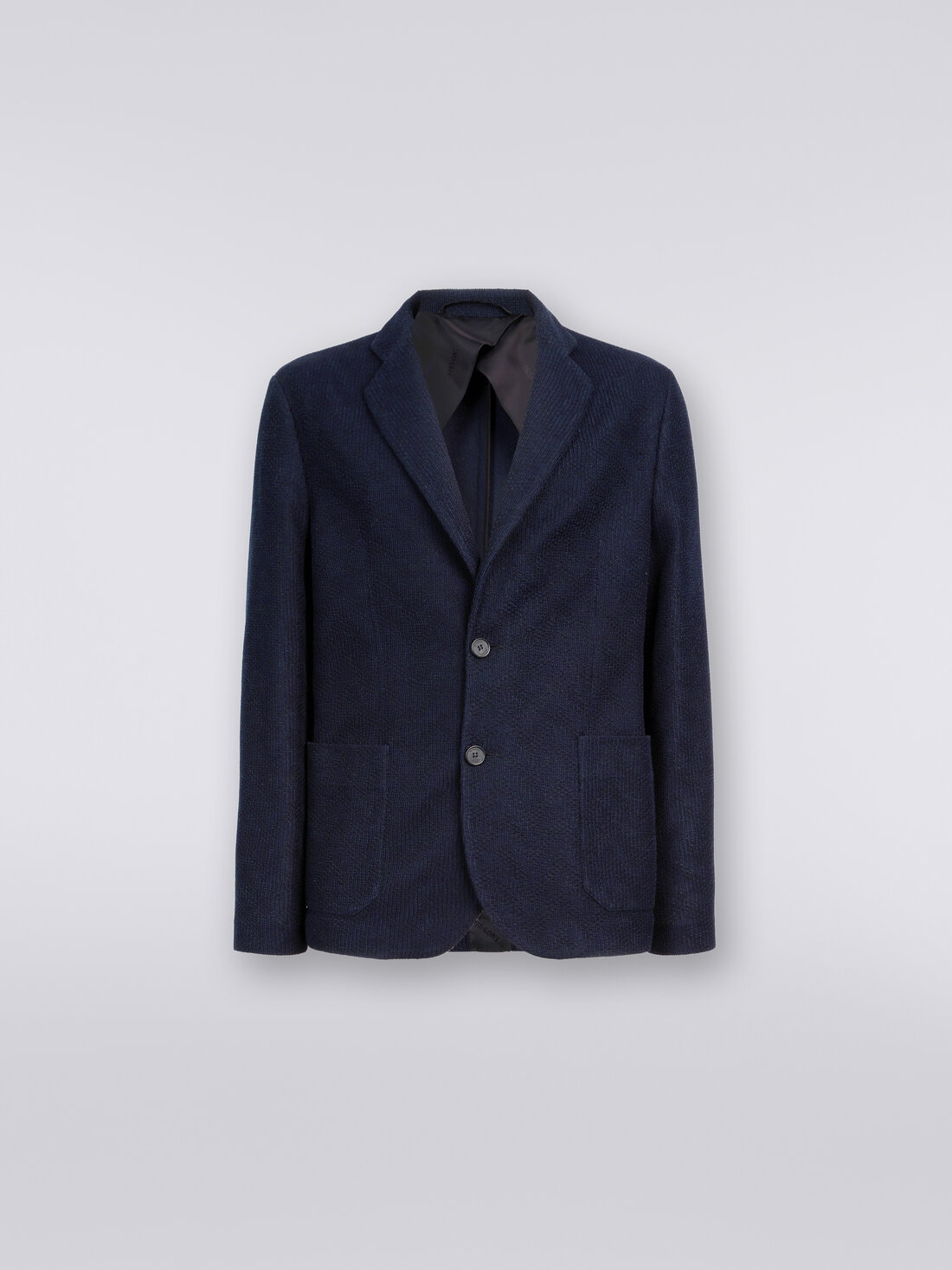 Cotton chevron single-breasted blazer, Navy Blue  - US23WF07BT0066S72FF - 0