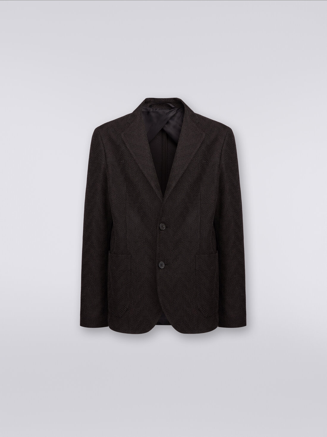 Cotton chevron single-breasted blazer, White, Black & Beige - US23WF07BT0066S91JA - 0