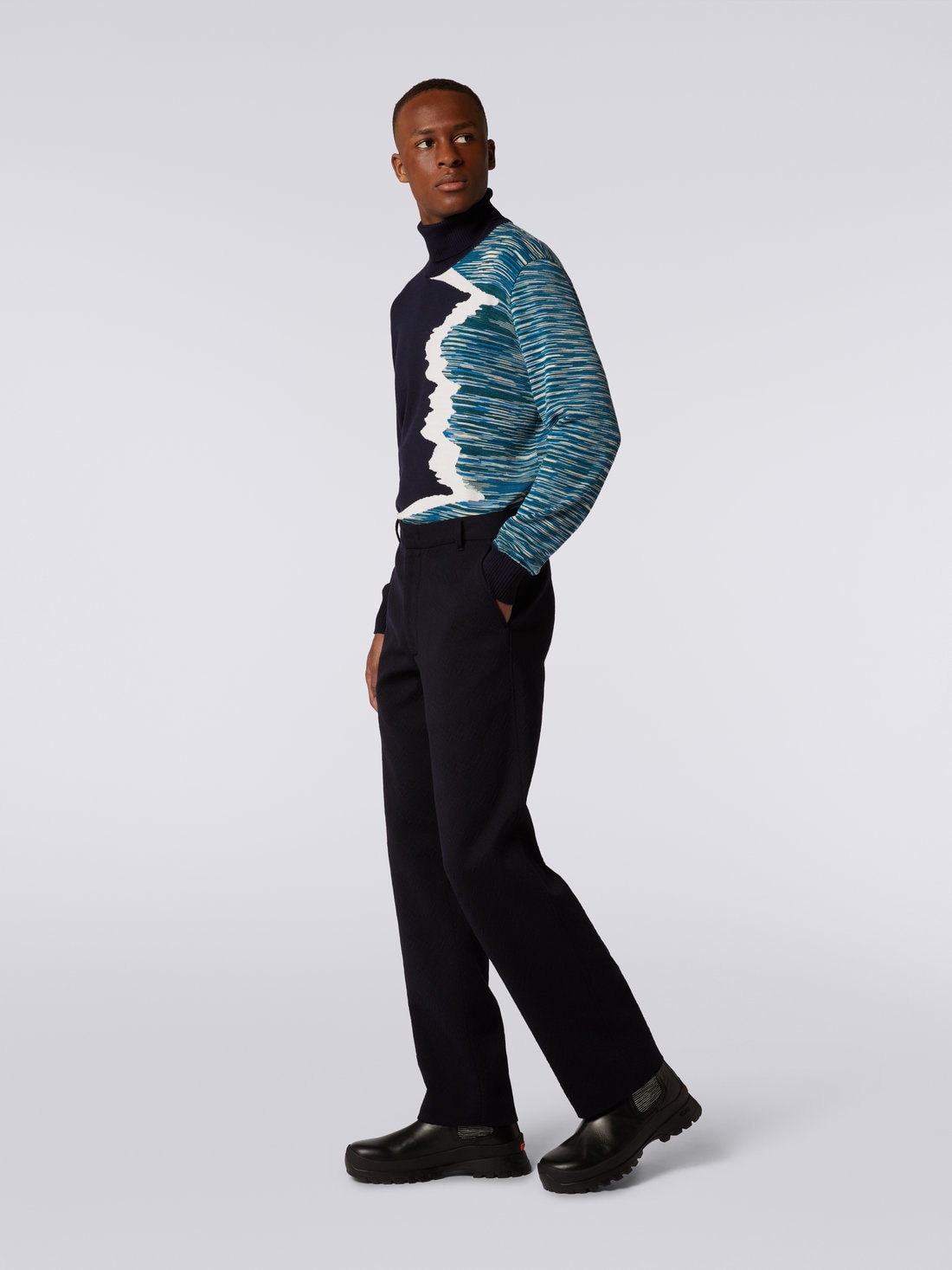 Wool blend chevron trousers, Multicoloured  - US23WI05BT005U93810 - 2