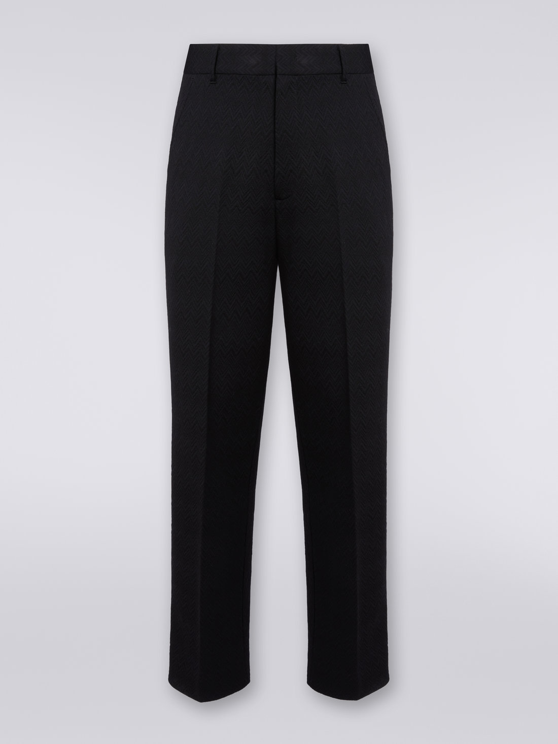 Wool blend chevron trousers, Black    - US23WI05BT005U93911 - 0