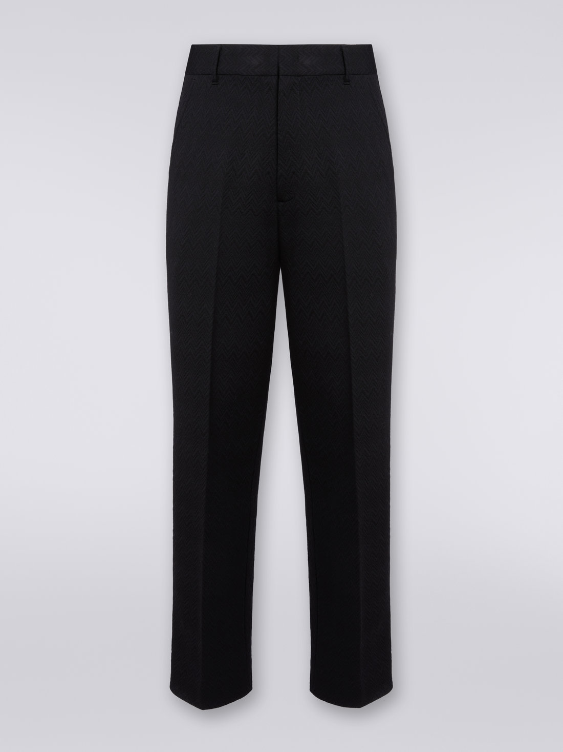 Pantalón en mezcla de lana con motivo de espigas, Negro    - US23WI05BT005U93911 - 0