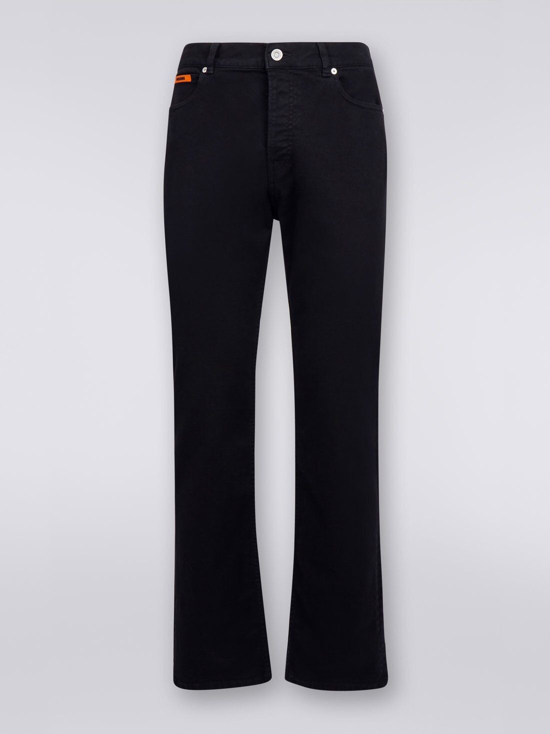Denim five-pocket trousers with chevron inserts, Black    - US23WI0FBW00KW93911 - 0