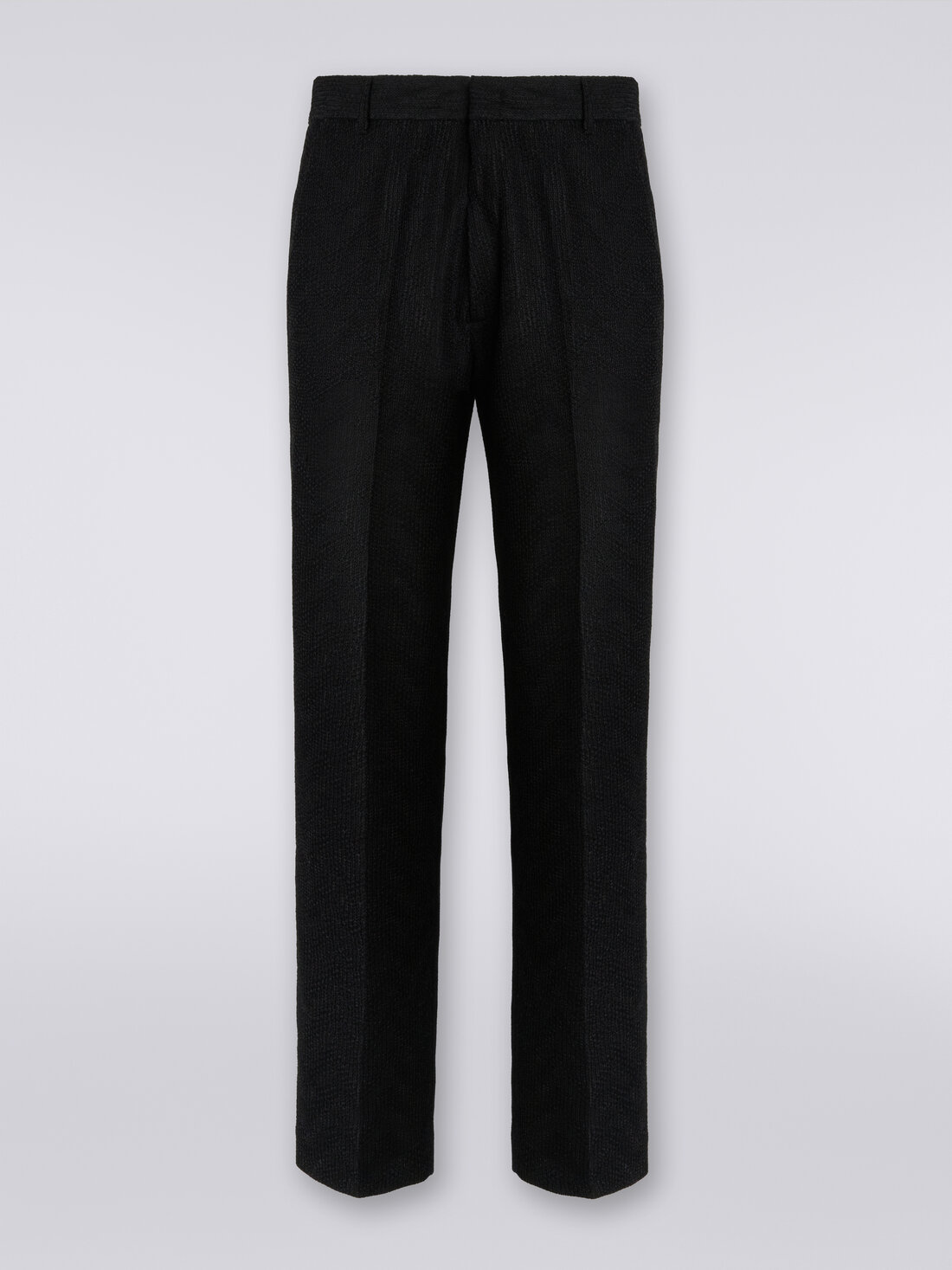 Pantalon chino en coton à chevrons, Blanc, Noir & Beige - US23WI0OBT0066S91JA - 0