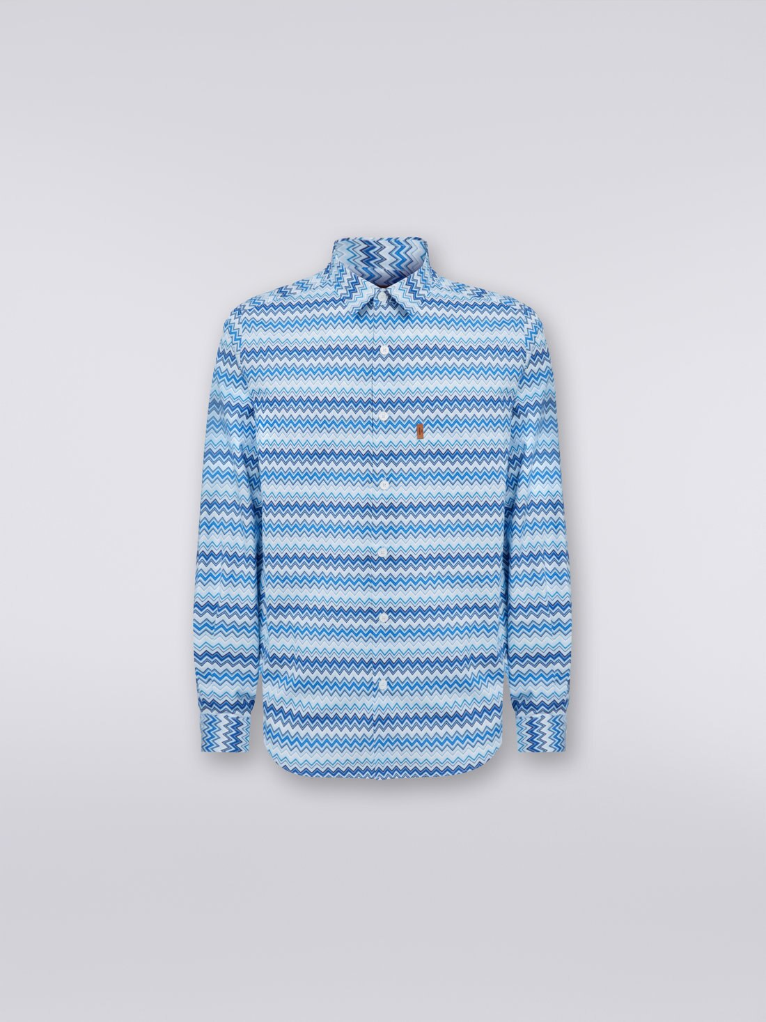 Zigzag cotton poplin shirt, Blue - 0
