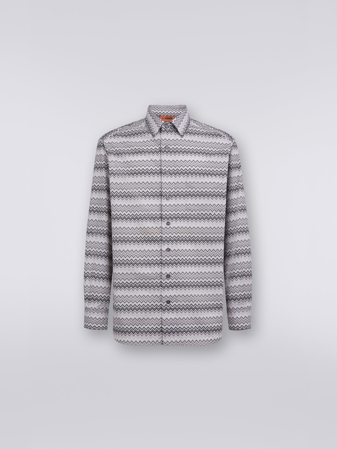 Zigzag cotton poplin shirt, Grey - 0