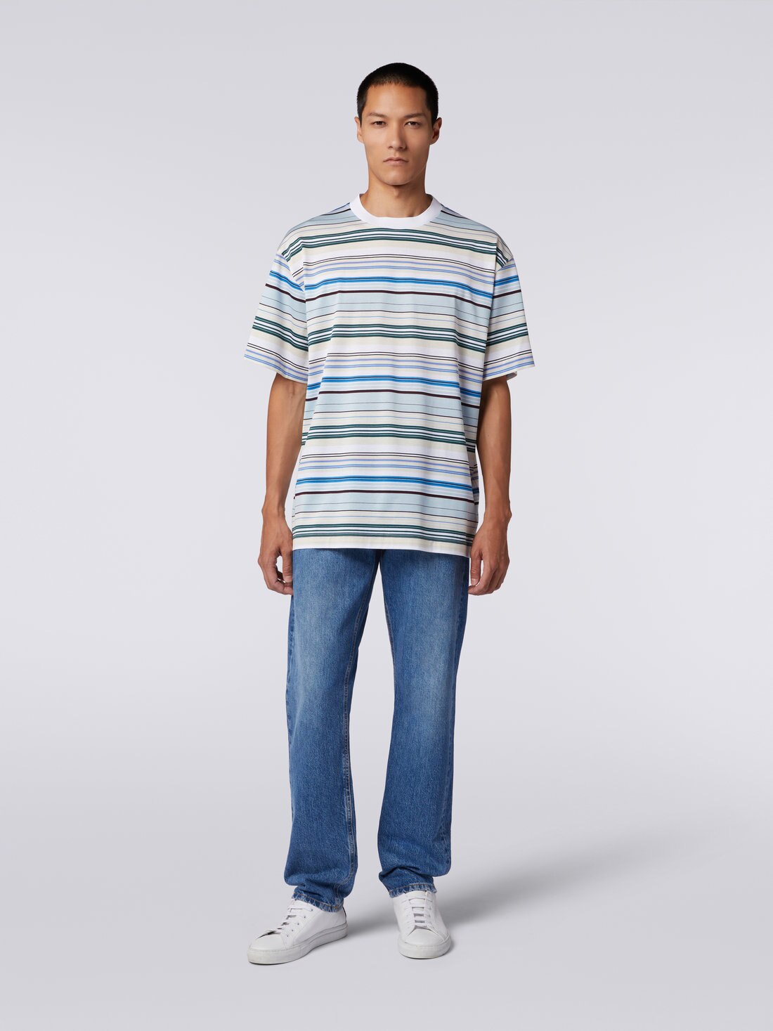 Striped cotton jersey T-shirt, Multicoloured  - US23WL06BJ00GOSM8Z7 - 1