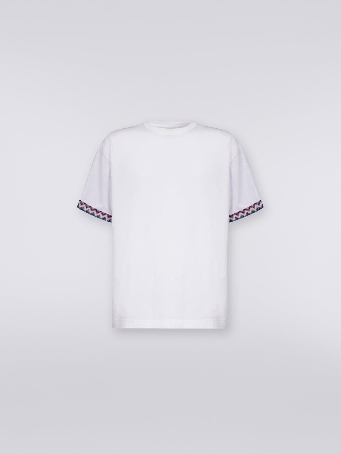 Camiseta en tejido jersey de algodón con puños con vuelta en zigzag, Multicolor  - US23WL0ABJ00GSS018Z - 0