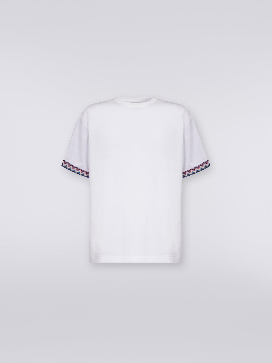 Cotton jersey T-shirt with zigzag turn-ups, Multicoloured  - US23WL0ABJ00GSS018Z - 0