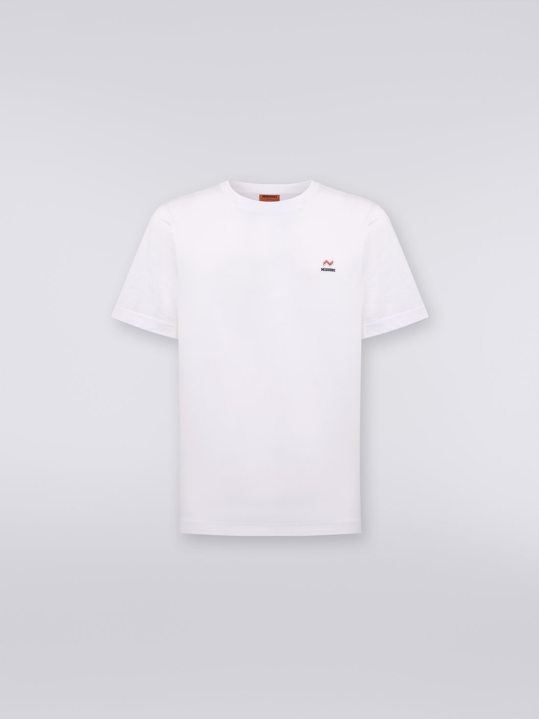 Crew-neck cotton T-shirt with embroidery and logo, White  - US23WL0KBJ00IE14001 - 0