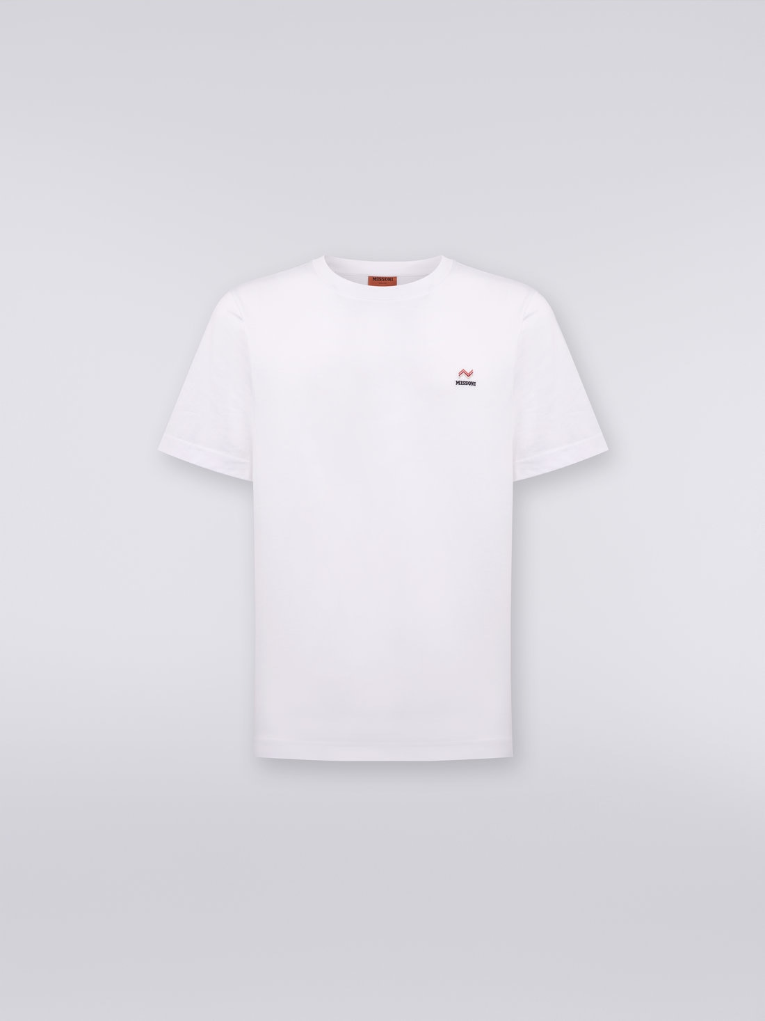 T-shirt à col ras du cou en coton avec broderie et logo, Blanc  - US23WL0KBJ00IE14001 - 0