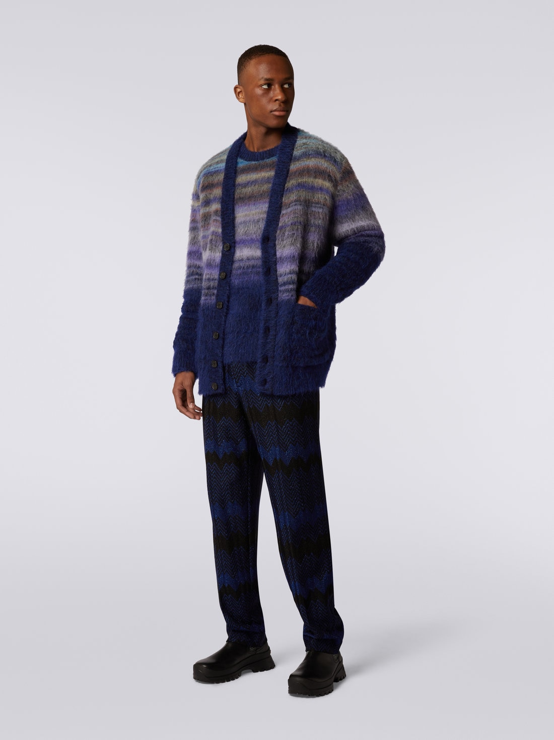 Dégradé slub wool blend cardigan, Multicoloured  - US23WM00BK024QSM8YA - 2