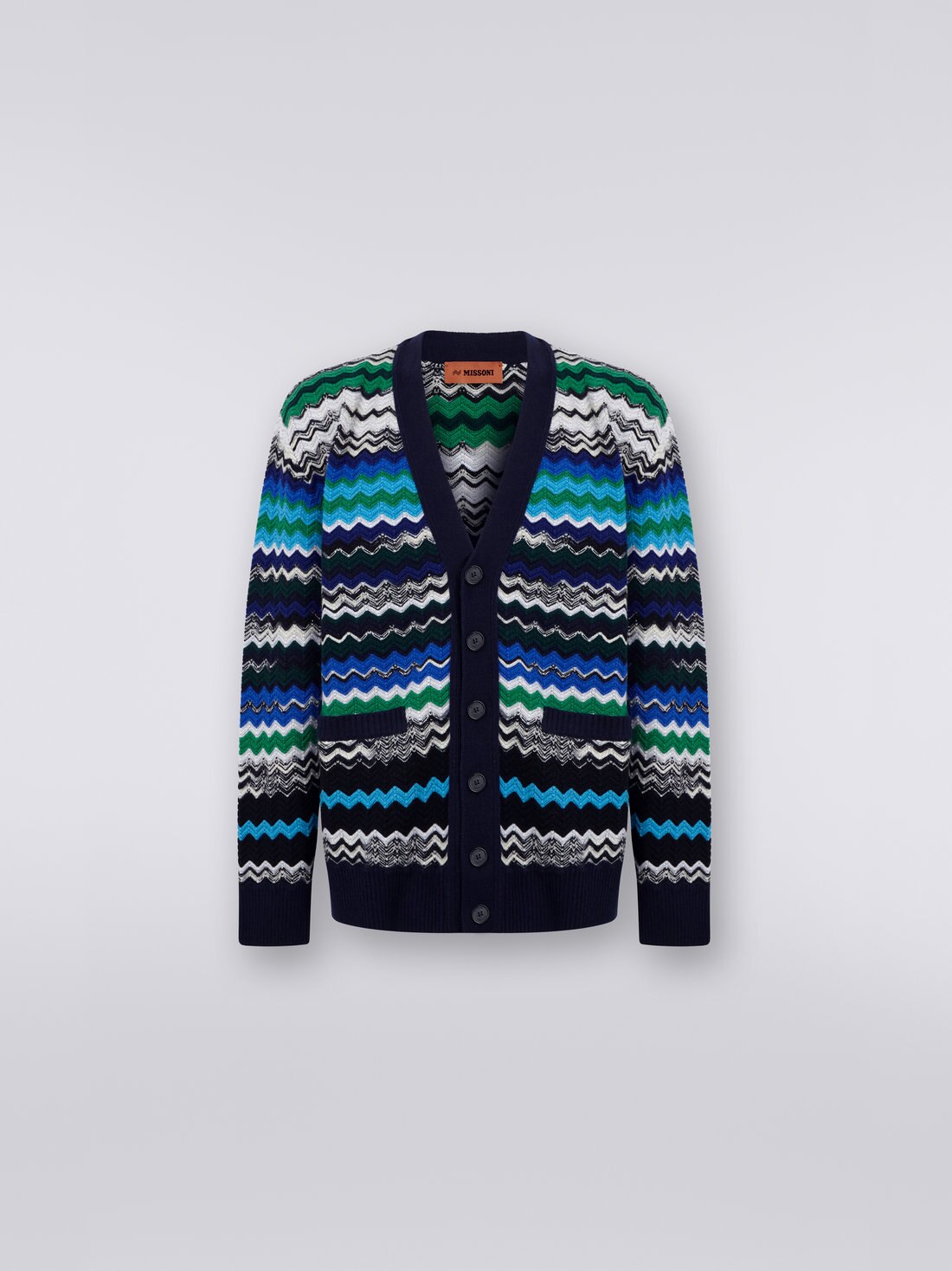 Wool blend chevron cardigan, Multicoloured  - 0
