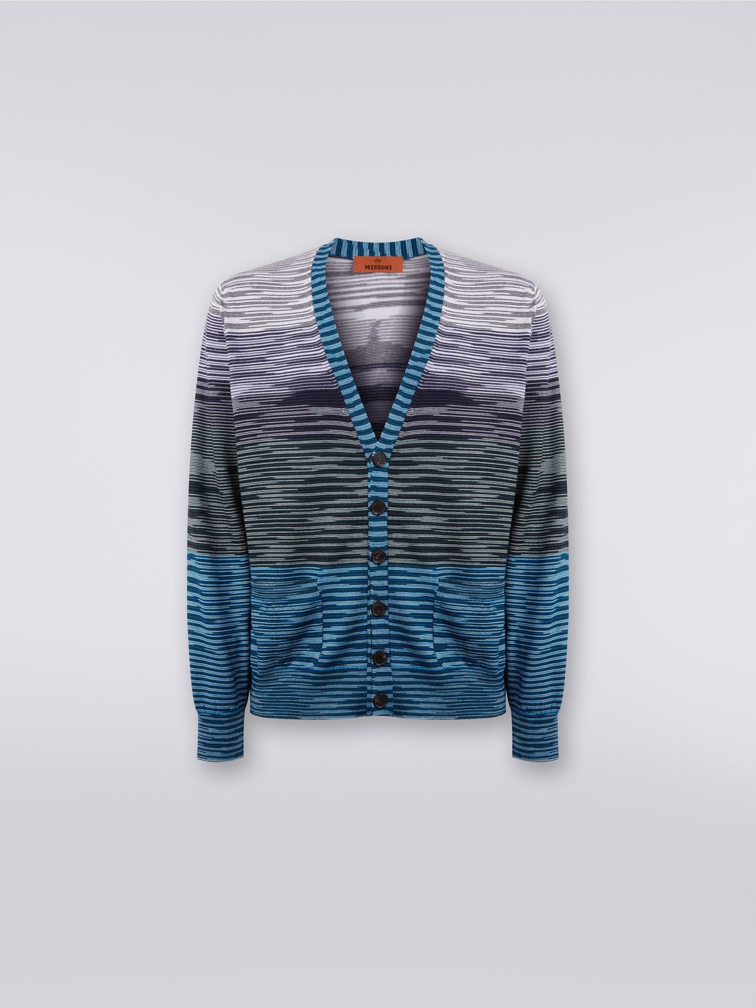 Cardigan in maglia di lana fiammata, Multicolore  - US23WM0CBK015USM8YV - 0