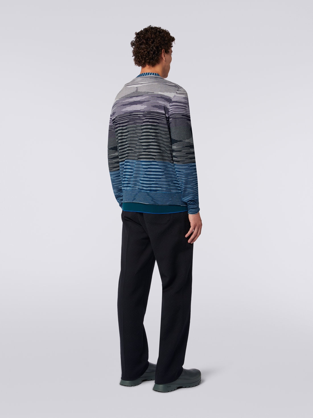 Cardigan in maglia di lana fiammata, Multicolore  - US23WM0CBK015USM8YV - 3