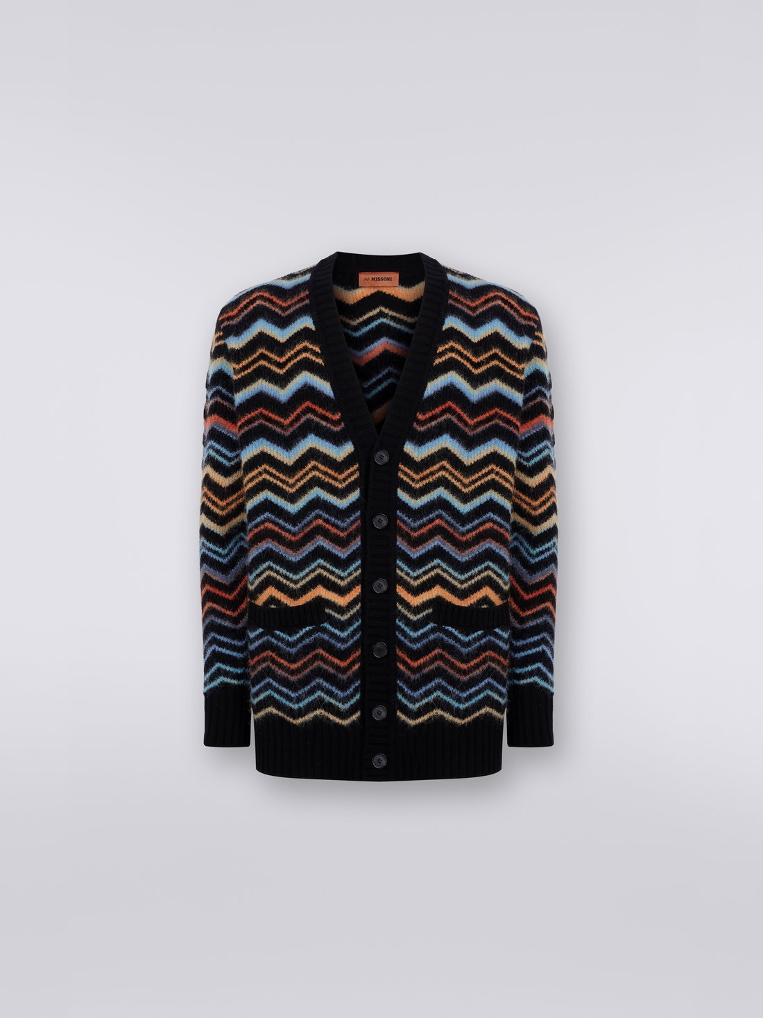 Wool blend chevron cardigan, Multicoloured  - US23WM0DBK026FSM8YG - 0