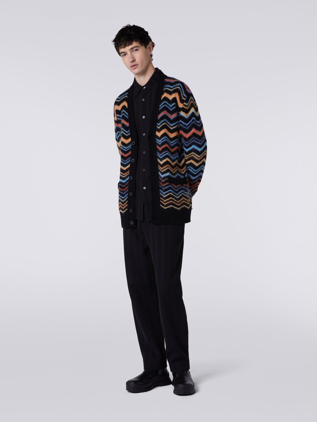 Wool blend chevron cardigan, Multicoloured  - 2