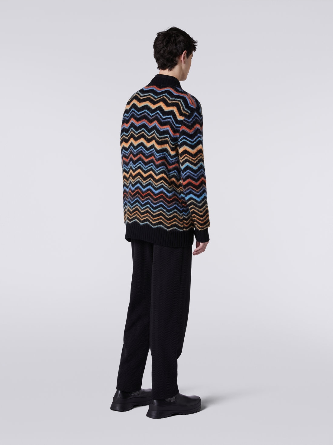 Wool blend chevron cardigan, Multicoloured  - US23WM0DBK026FSM8YG - 3