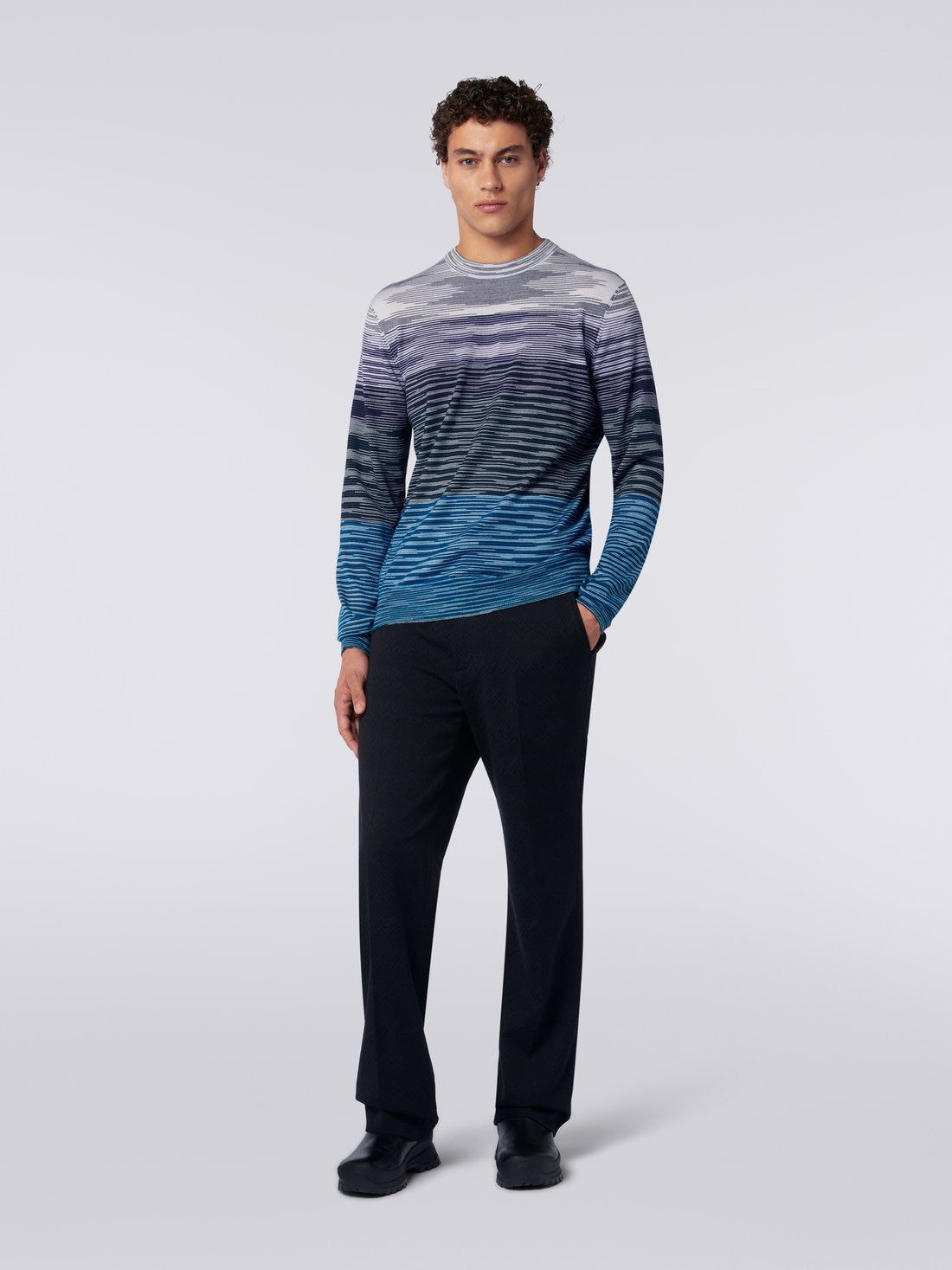 Slub wool crew-neck pullover, Multicoloured  - US23WN0IBK015USM8YV - 1