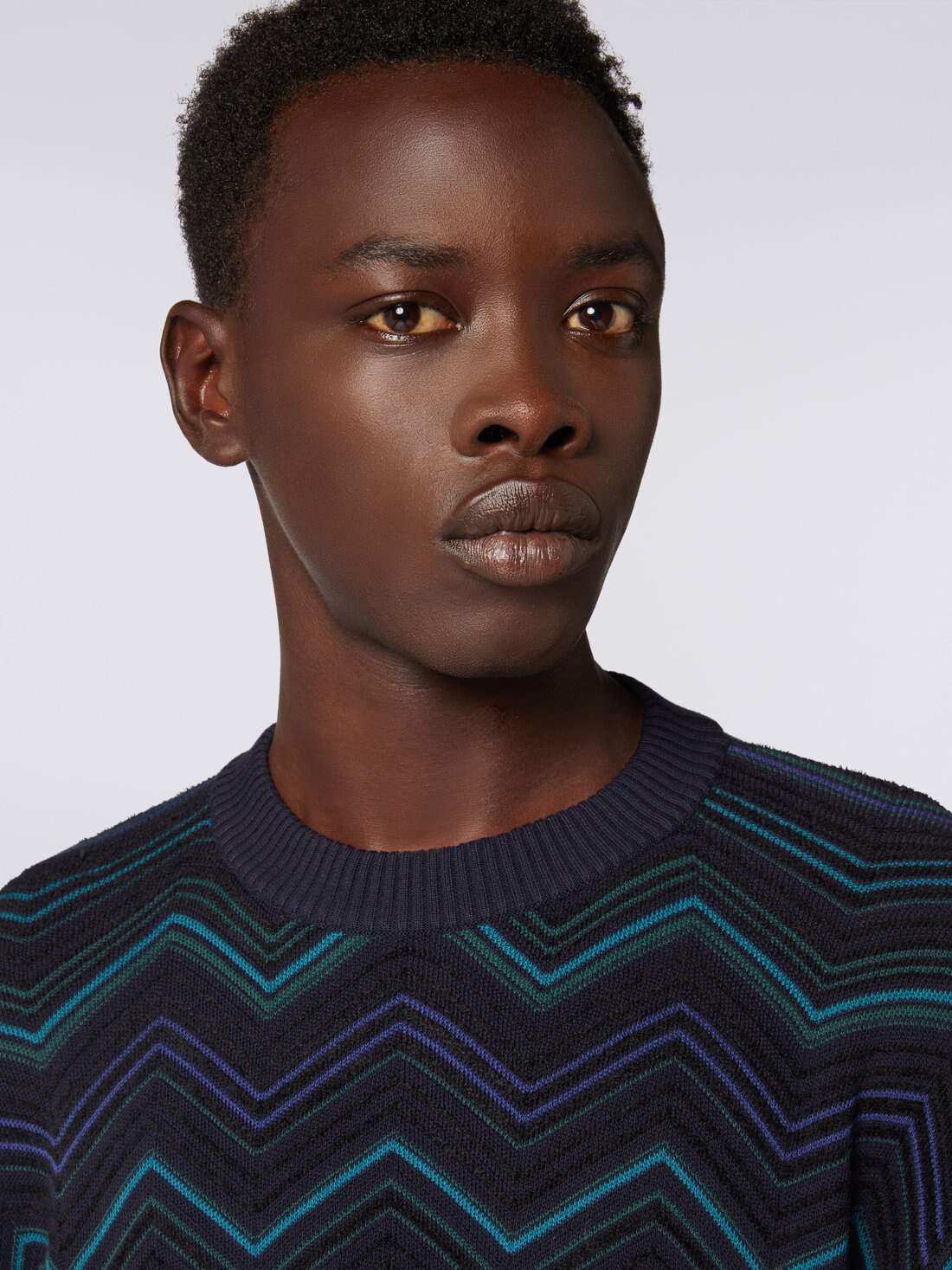 Cotton blend crew-neck chevron jumper Multicoloured | Missoni