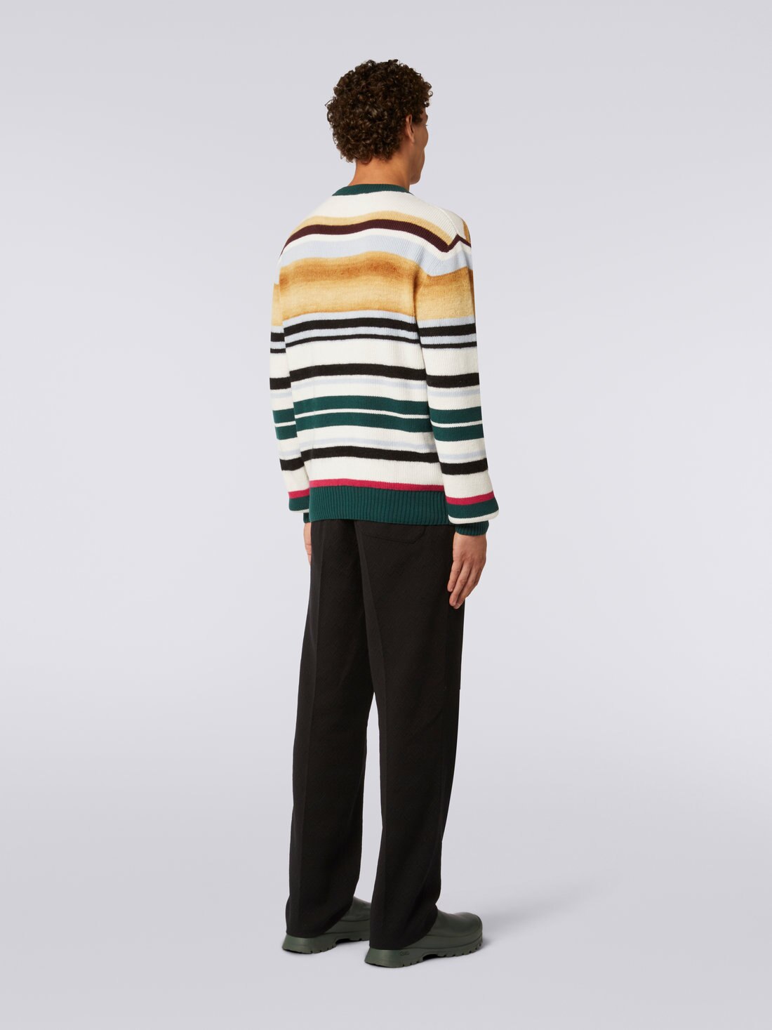 Jersey de cuello redondo de mezcla de lana a rayas, Multicolor  - 8051575918605 - 3