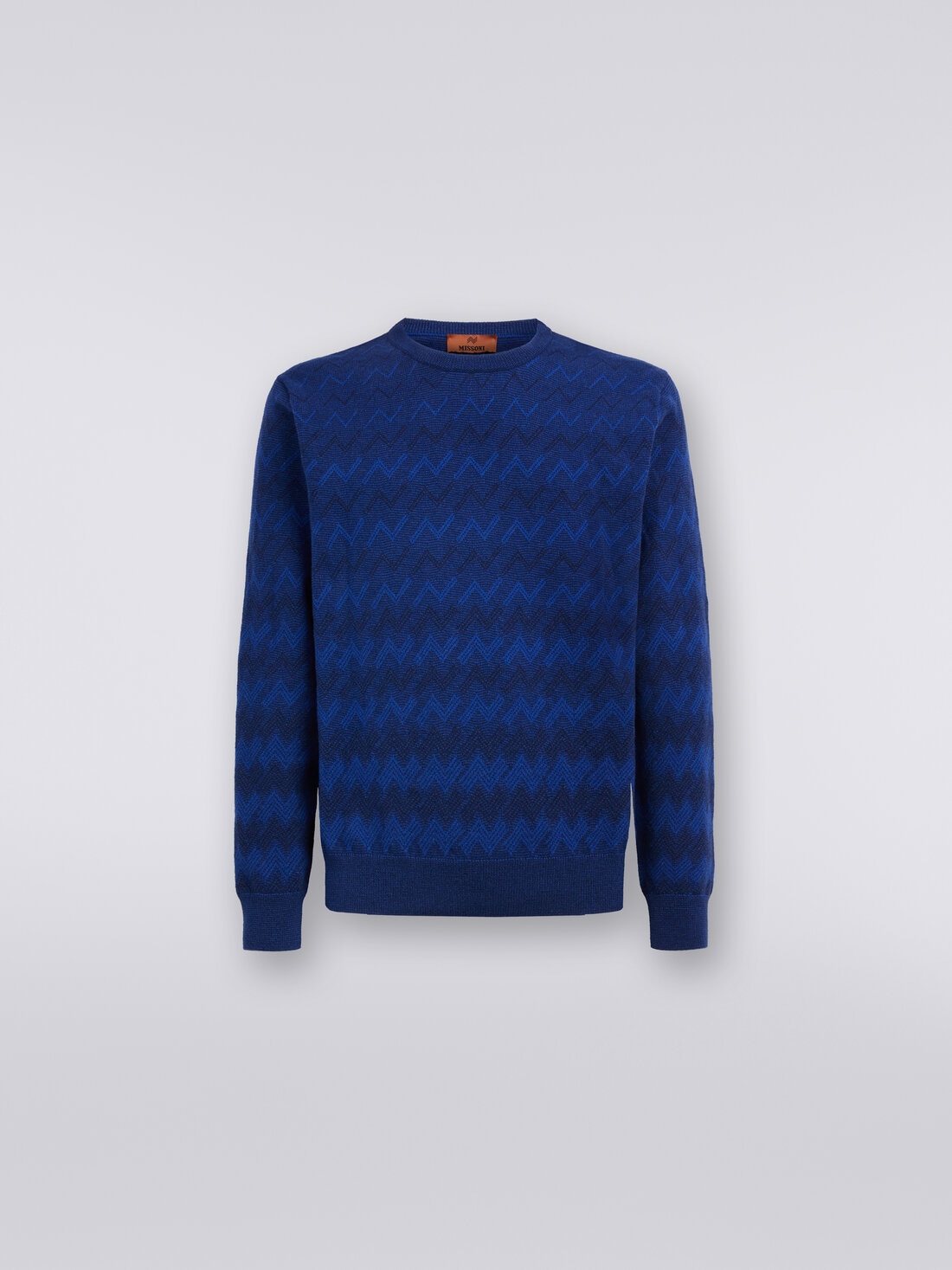 Cashmere crew-neck sweater with zigzags Blue | Missoni