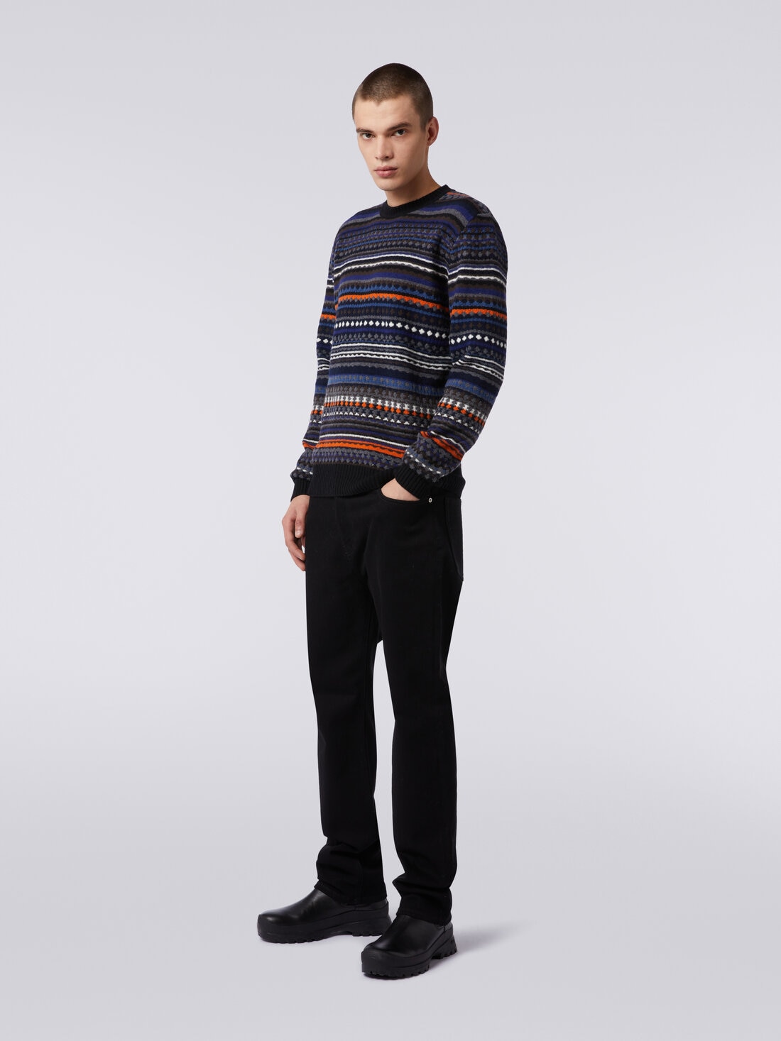 Jacquard wool crew-neck sweater, Multicoloured  - 8053147087436 - 2