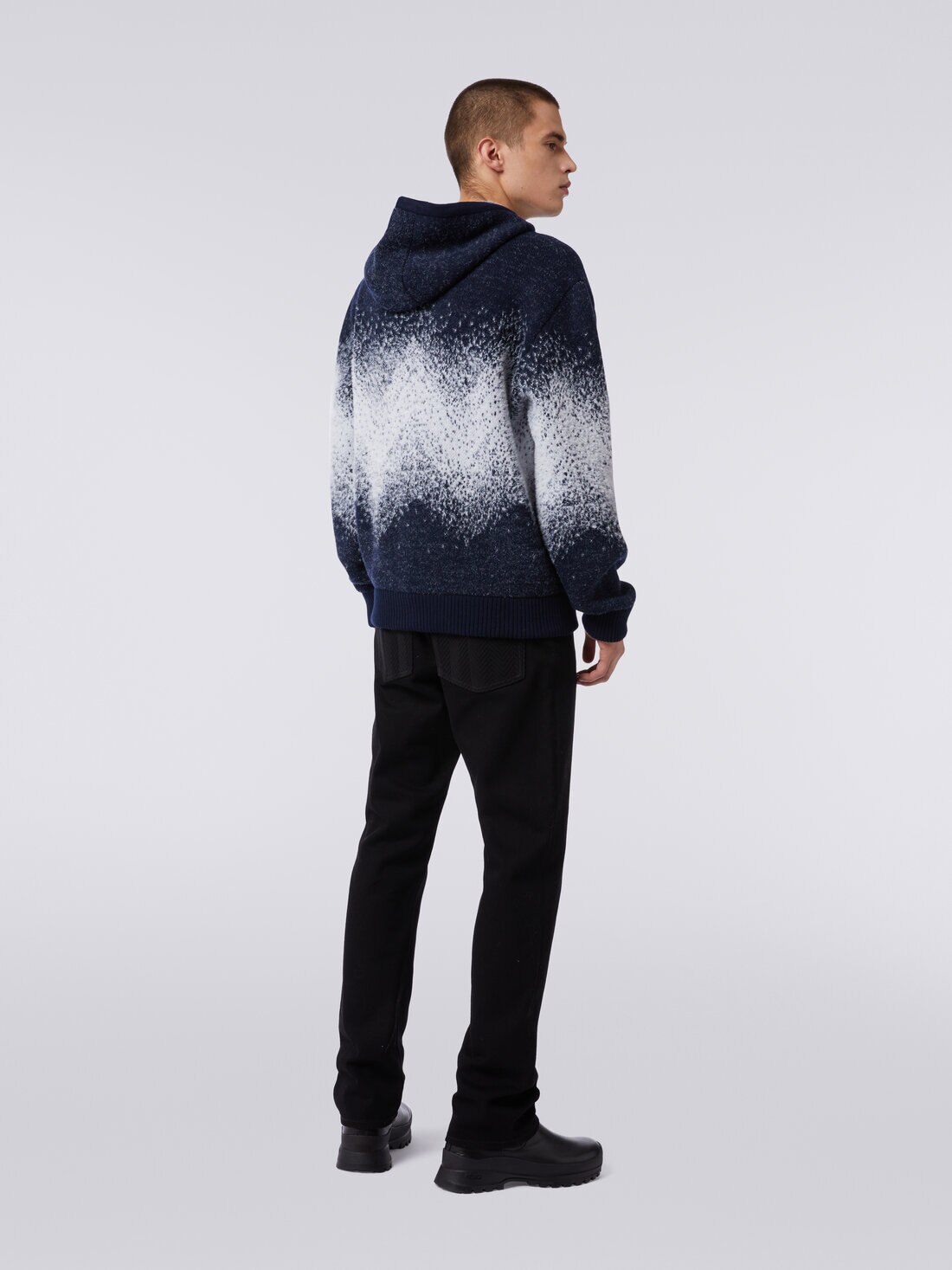 Jacquard wool blend hoodie, Multicoloured  - US23WW0EBK036NS72FZ - 3