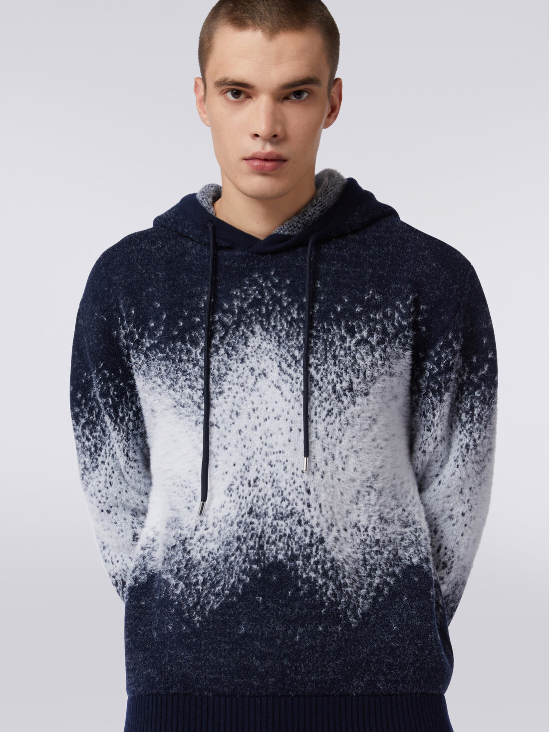 Sweat à capuche en laine mélangée jacquard, Multicolore  - 8053147087481 - 4