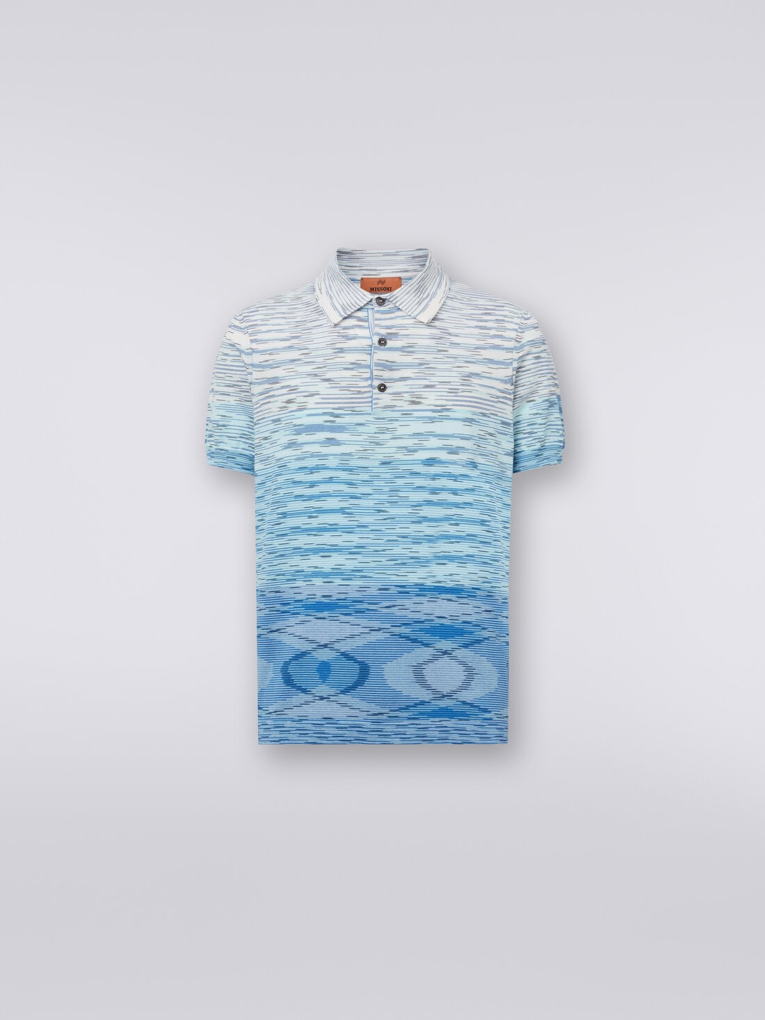 Kurzärmeliges Poloshirt aus Baumwolle in Flammgarnoptik mit Dégradé-Effekt, Mehrfarbig  - US24S20CBK012QS72F0 - 0