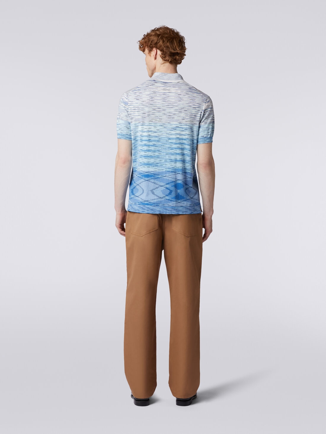 Short-sleeved polo shirt in dégradé slub cotton, Multicoloured  - US24S20CBK012QS72F0 - 3