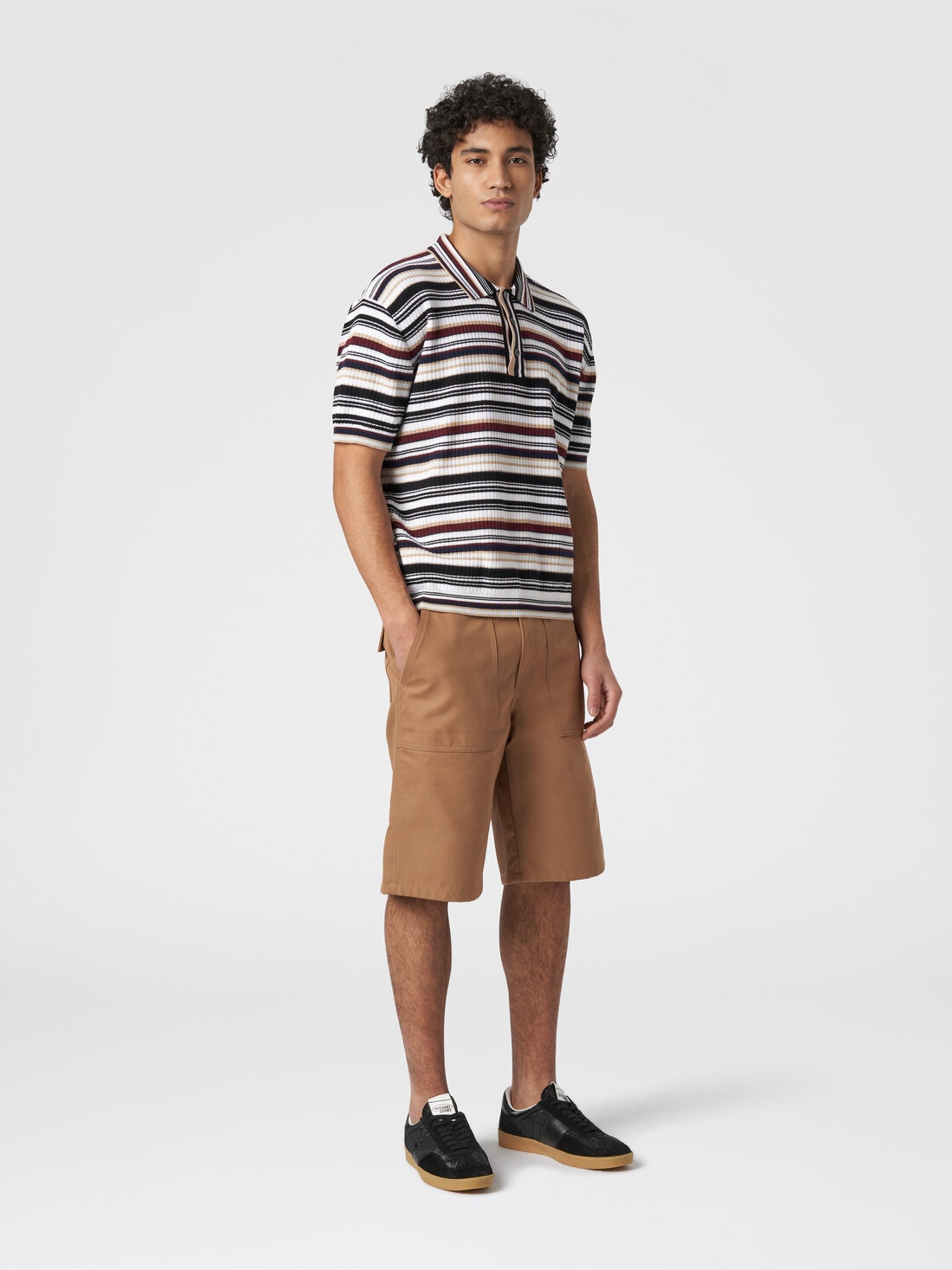 Polo shirt in striped cotton , Multicoloured  - US24S20DBK034USM9AD - 1