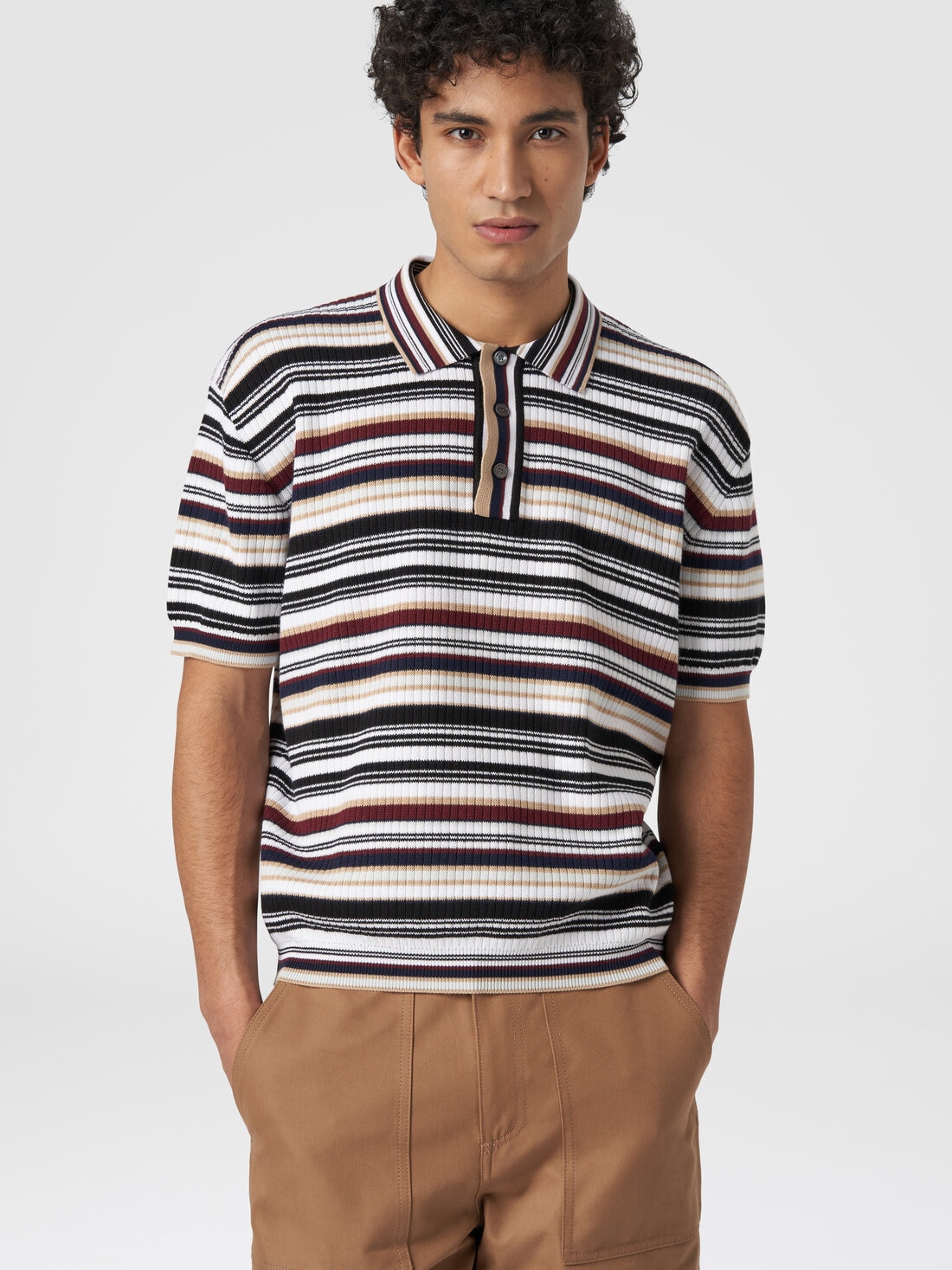 Polo in cotone a righe , Multicolore  - US24S20DBK034USM9AD - 3