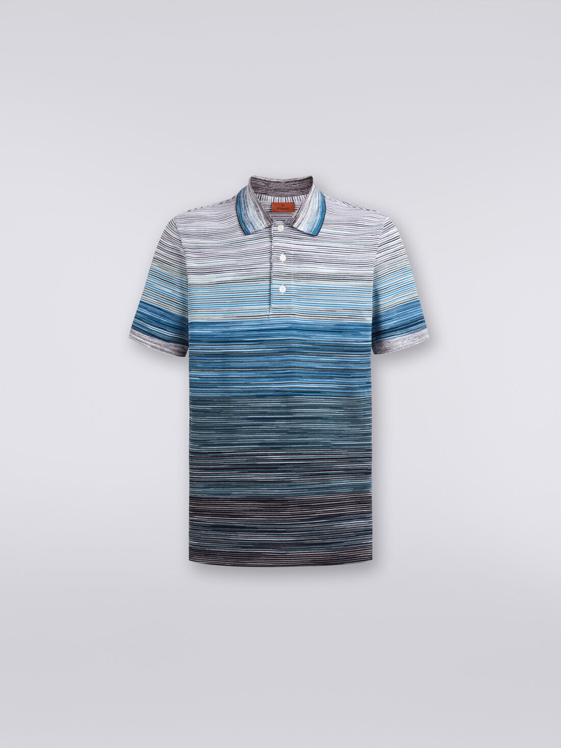 Kurzärmeliges Poloshirt aus Baumwollpiqué in Flammgarnoptik, Mehrfarbig  - US24S20GBJ0014S72EQ - 0